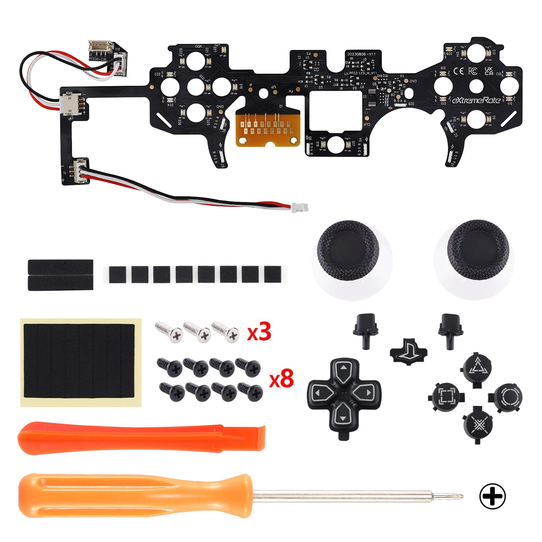 eXtremeRate Multi-Colors Luminated Buttons DTF V3 LED Kit for PS5 Controller BDM-030/040/050 - Black - Image 8