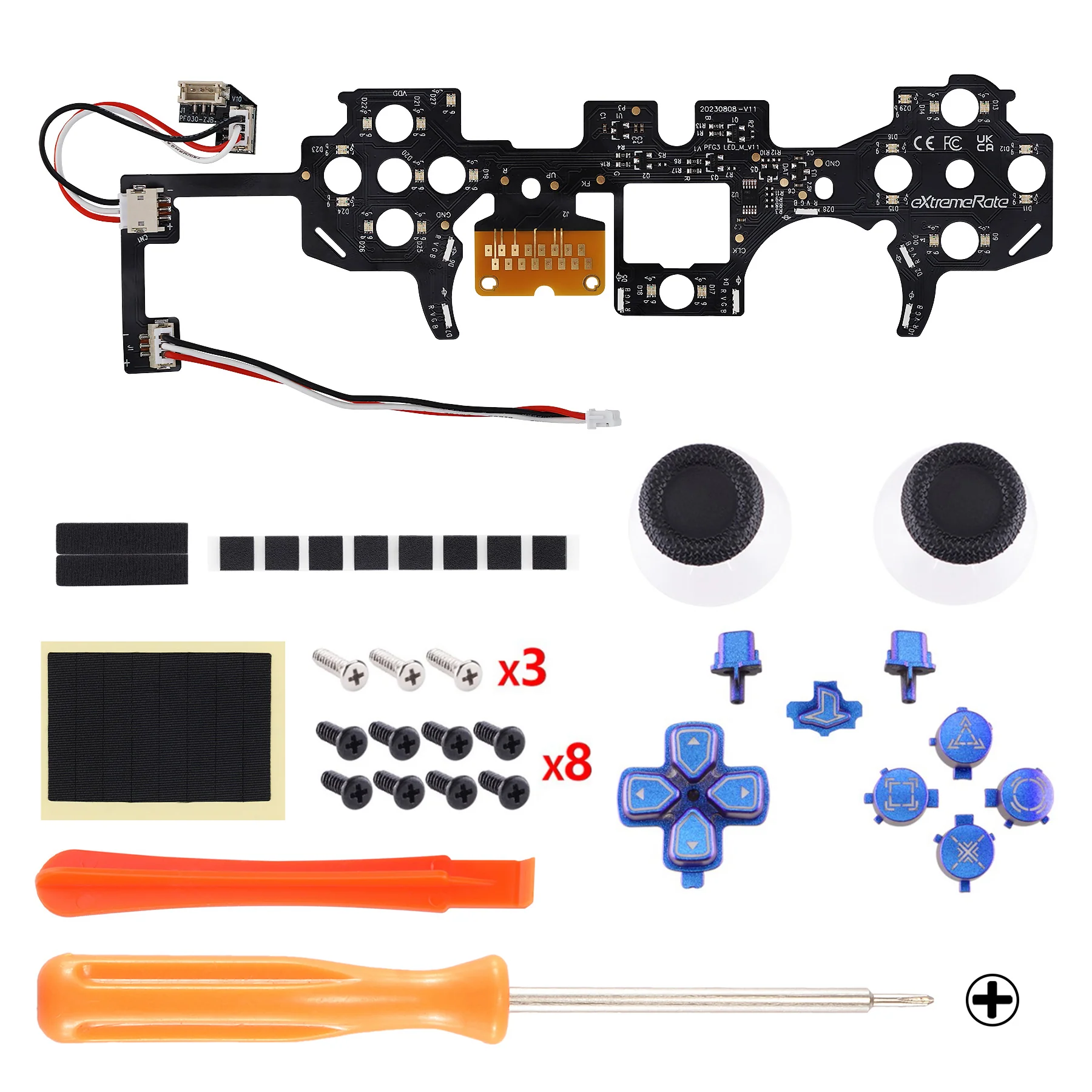 eXtremeRate Multi-Colors Luminated Buttons DTF V3 LED Kit for PS5 Controller BDM-030/040/050 - Chameleon Purple Blue - Image 8