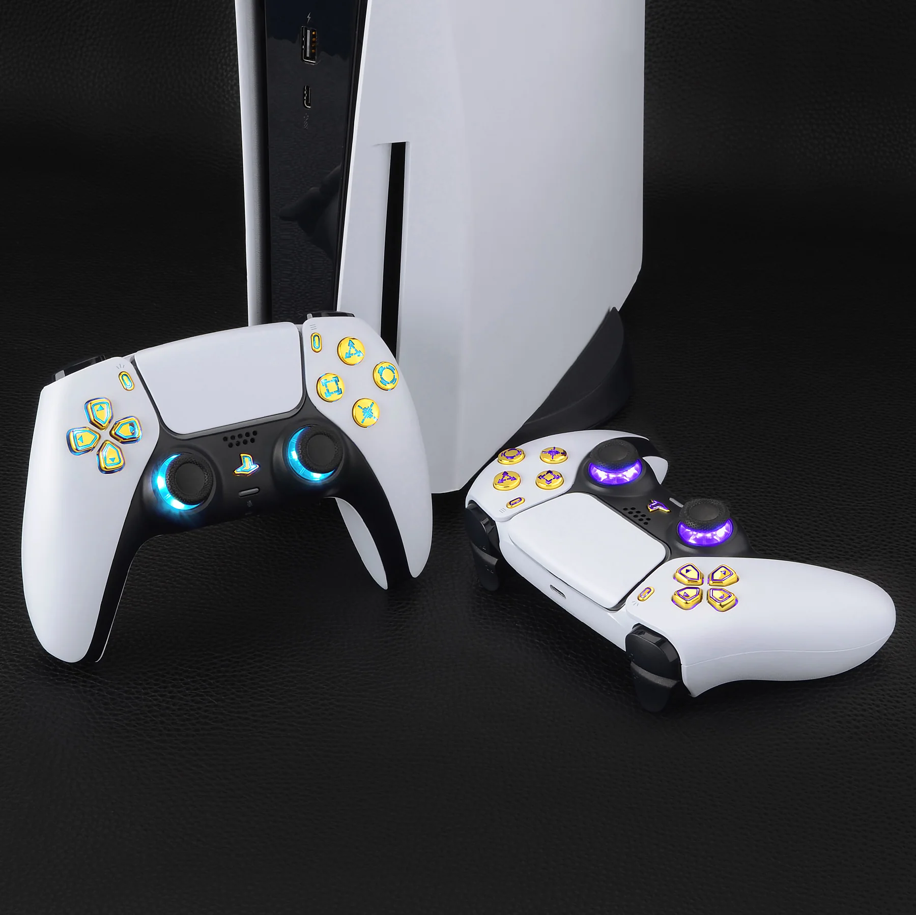 eXtremeRate Multi-Colors Luminated Buttons DTF V3 LED Kit for PS5 Controller BDM-030/040/050 - Chrome Gold - Image 4