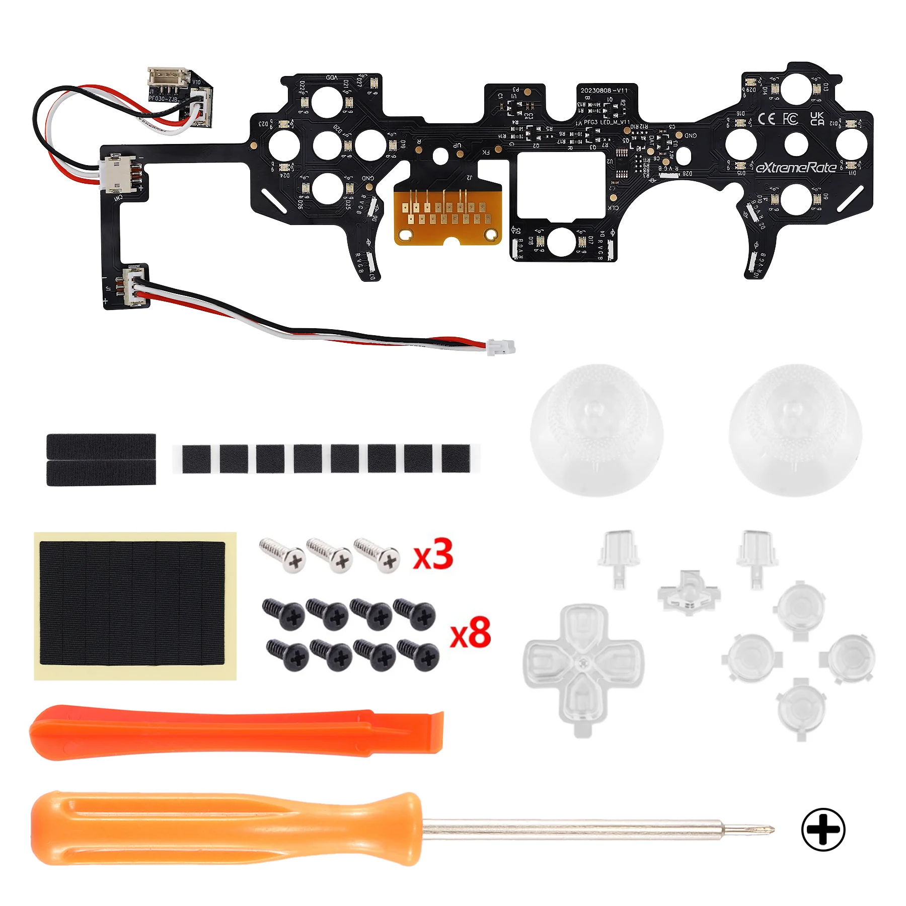eXtremeRate Multi-Colors Luminated Buttons DTF V3 LED Kit for PS5 Controller BDM-030/040/050 - Clear - Image 8