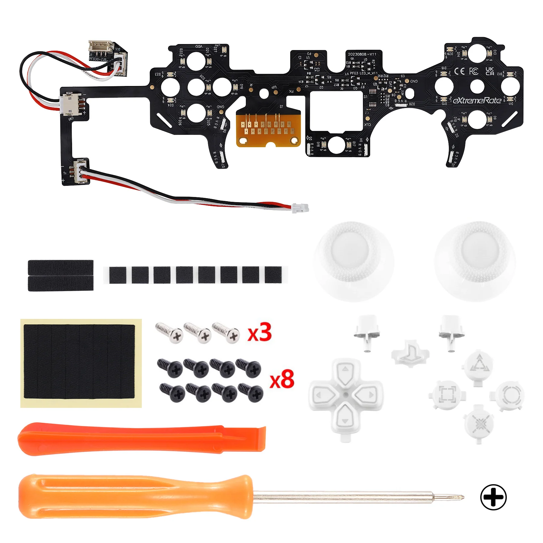 eXtremeRate Multi-Colors Luminated Buttons DTF V3 LED Kit for PS5 Controller BDM-030/040/050 - White - Image 8