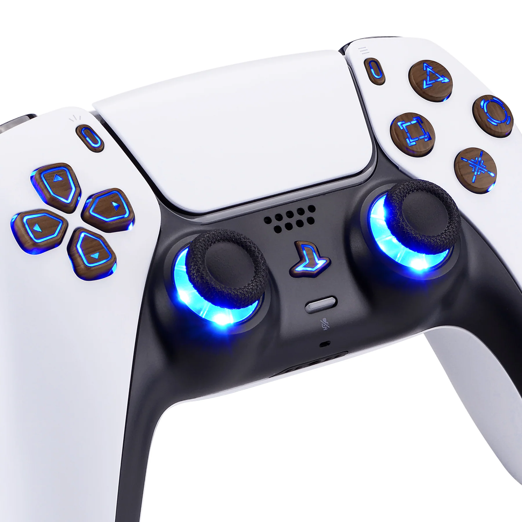 eXtremeRate Multi-Colors Luminated Buttons DTF V3 LED Kit for PS5 Controller BDM-030/040/050 - Wood Grain - Image 7