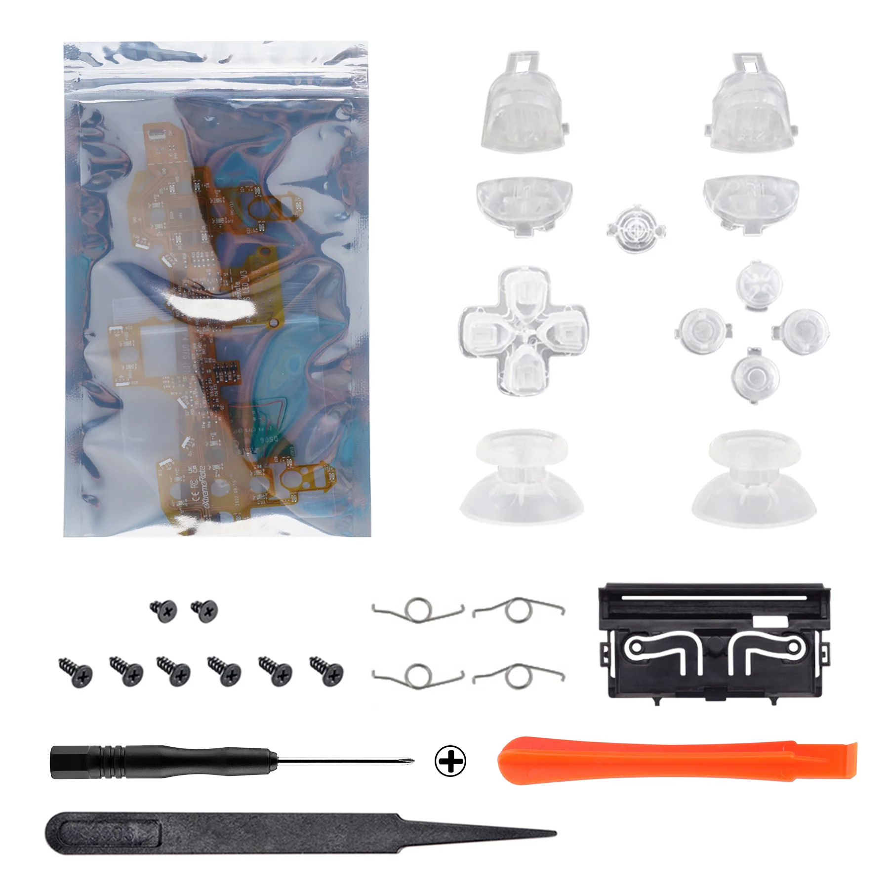 eXtremeRate Multi-Colors Luminated Buttons DTFS LED Kit for PS4 CUH-ZCT2 Controller - Clear - Image 4