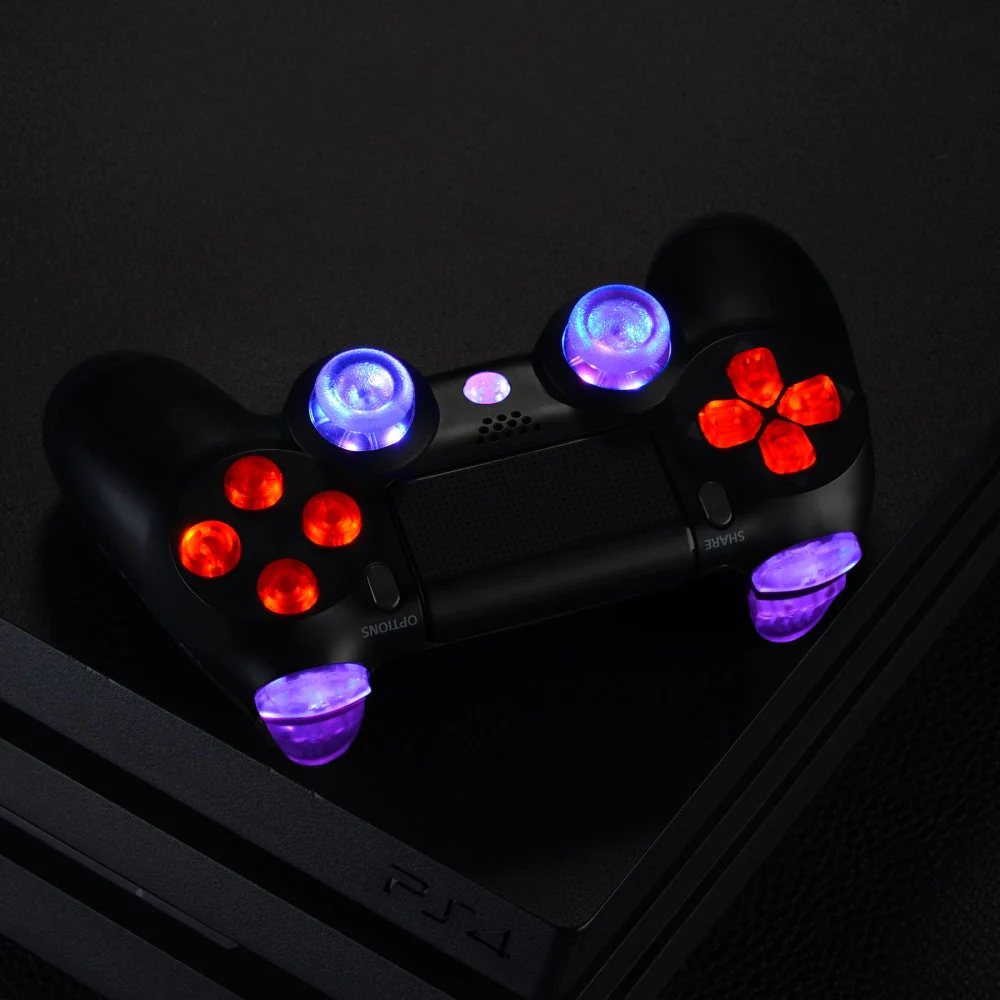 eXtremeRate Multi-Colors Luminated Buttons DTFS LED Kit for PS4 CUH-ZCT2 Controller - Clear - Image 7