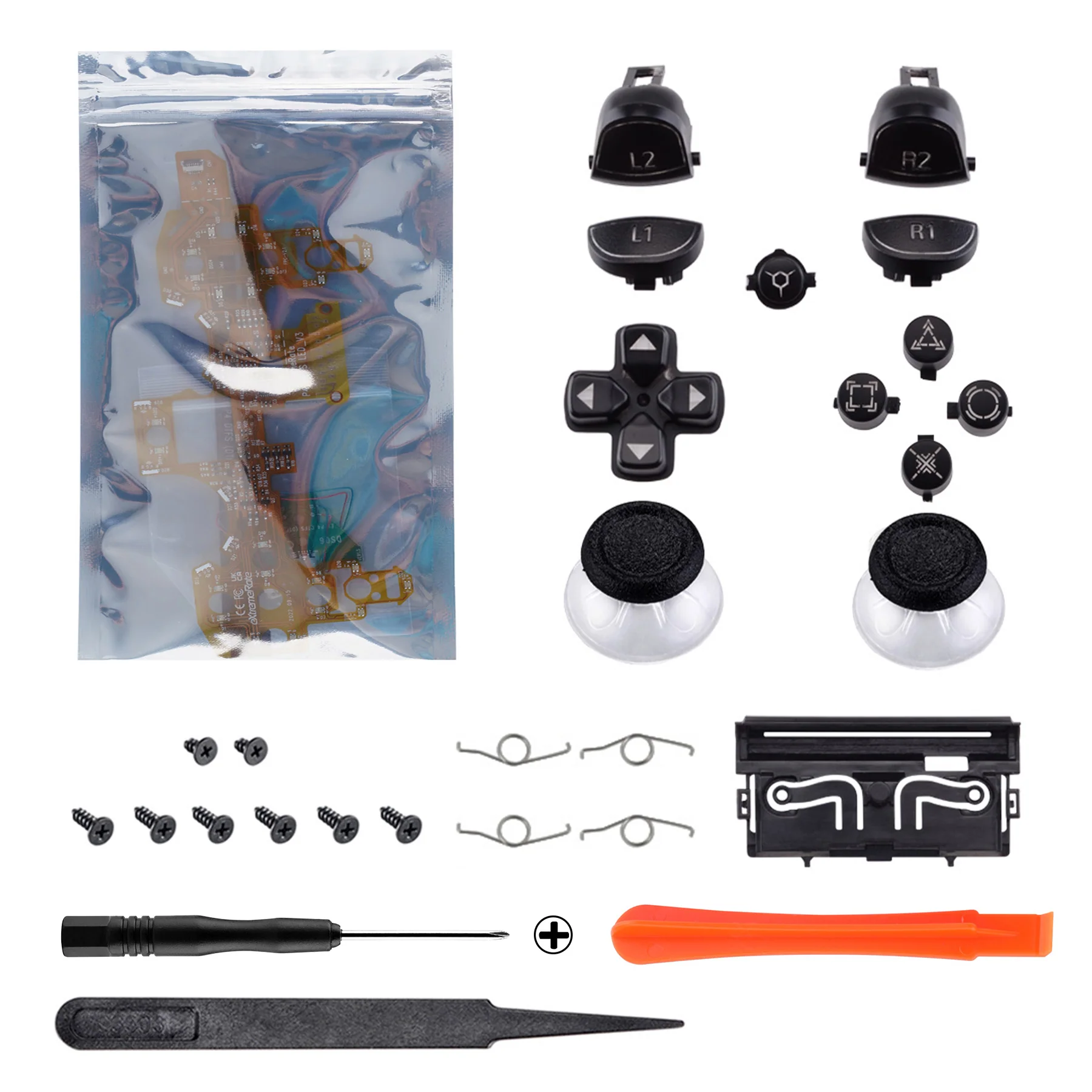 eXtremeRate Multi-Colors Luminated Buttons DTFS LED Kit for PS4 CUH-ZCT2 Controller - Black - Image 4