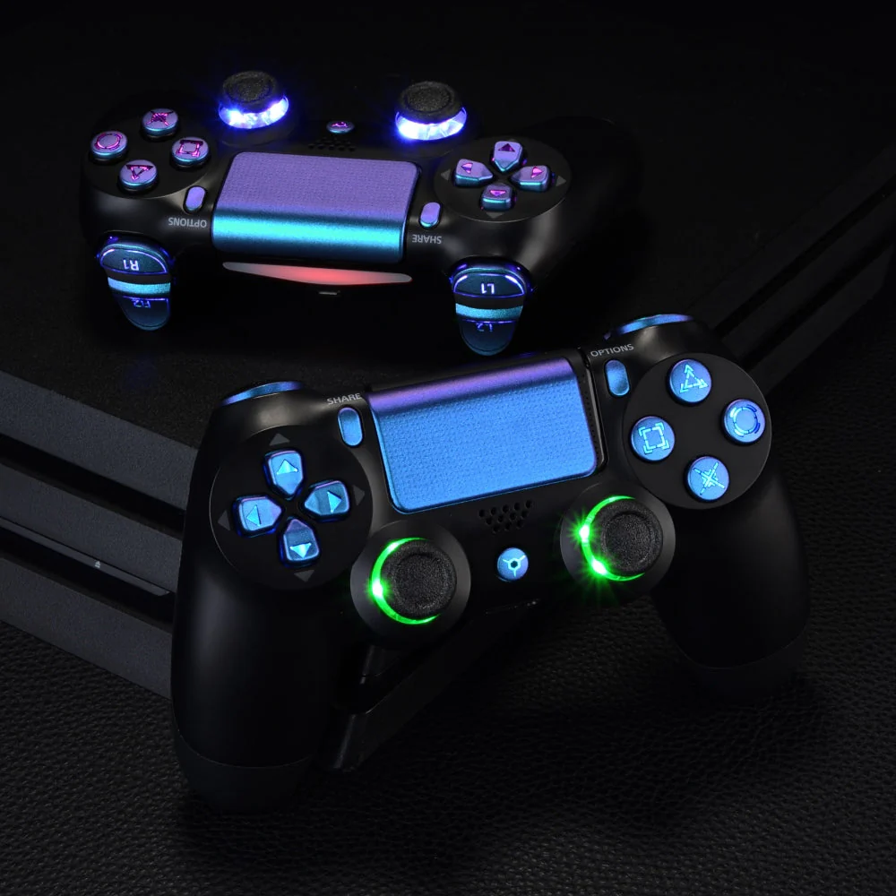 eXtremeRate Multi-Colors Luminated Buttons DTFS LED Kit for PS4 CUH-ZCT2 Controller - Chameleon Purple Blue - Image 8