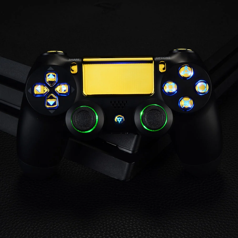 eXtremeRate Multi-Colors Luminated Buttons DTFS LED Kit for PS4 CUH-ZCT2 Controller - Chrome Gold - Image 6