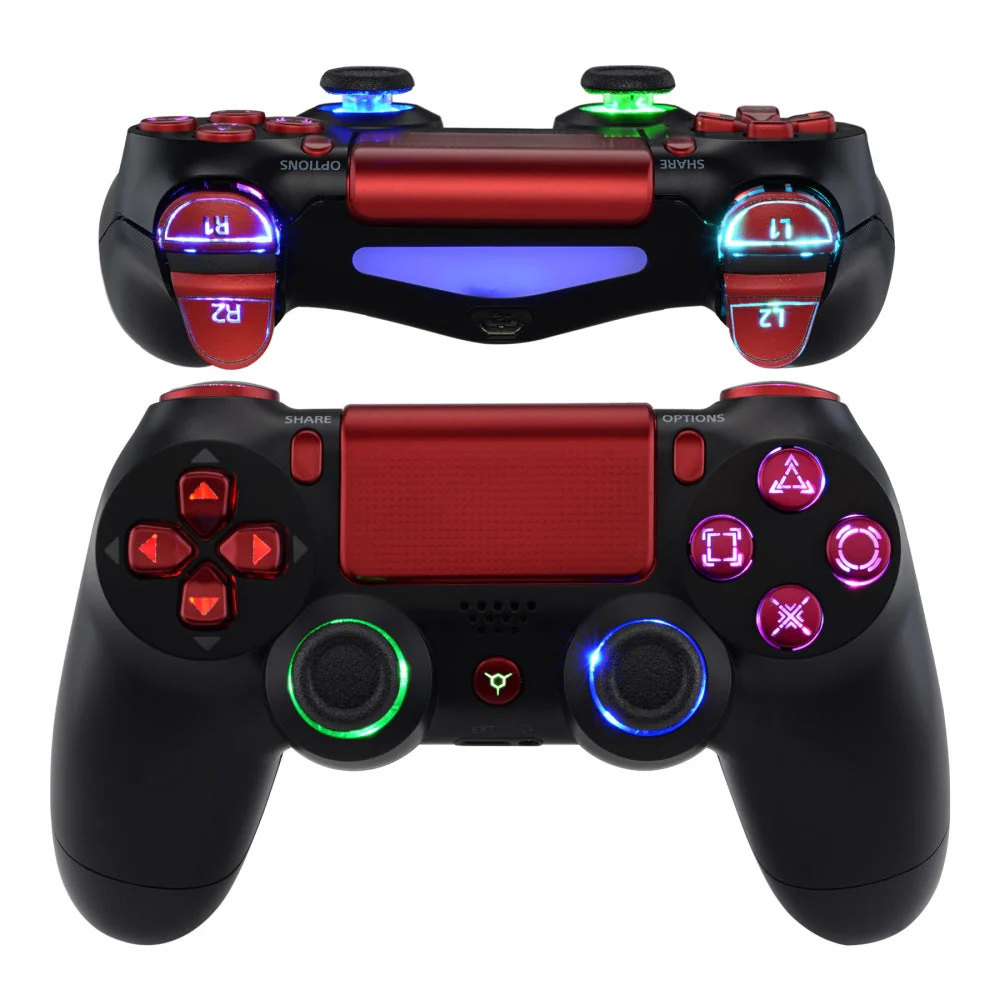 eXtremeRate Multi-Colors Luminated Buttons DTFS LED Kit for PS4 CUH-ZCT2 Controller - Scarlet Red - Image 2