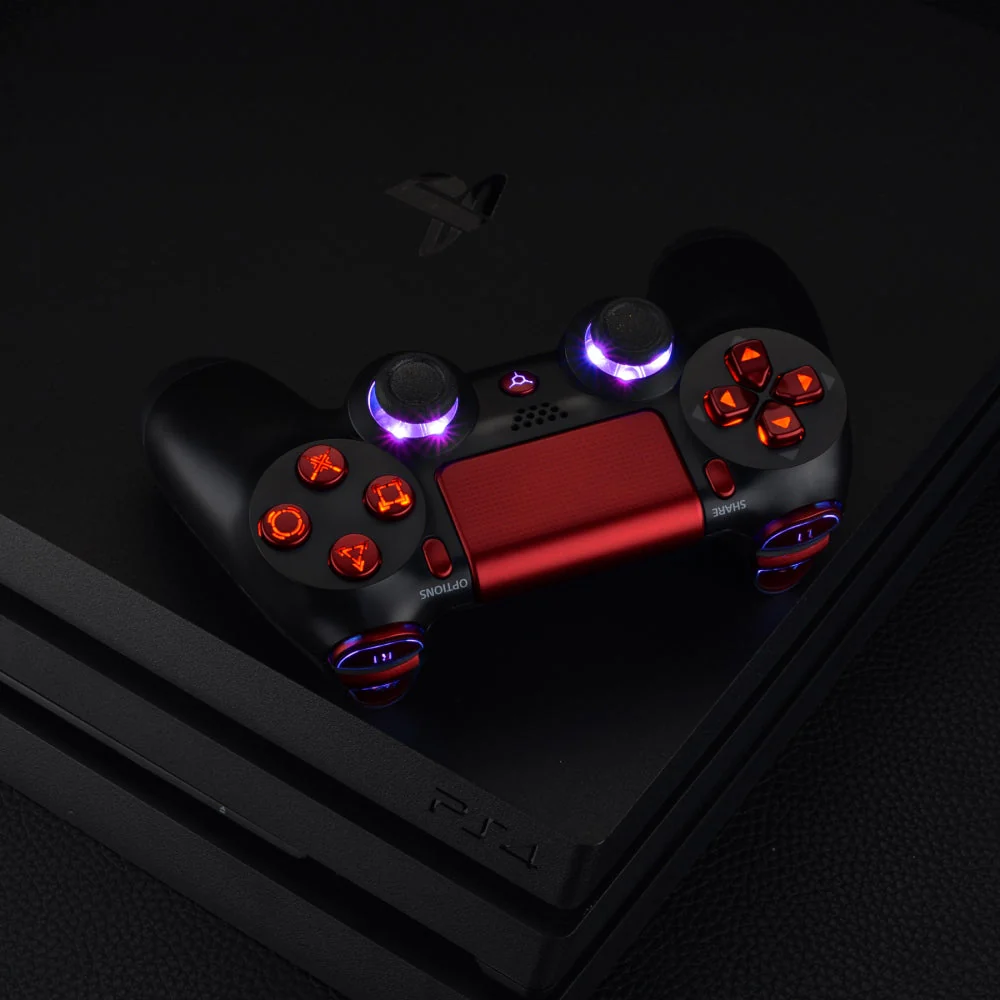 eXtremeRate Multi-Colors Luminated Buttons DTFS LED Kit for PS4 CUH-ZCT2 Controller - Scarlet Red - Image 7