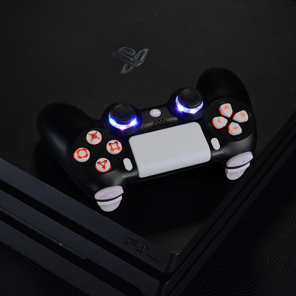 eXtremeRate Multi-Colors Luminated Buttons DTFS LED Kit for PS4 CUH-ZCT2 Controller - White - Image 7