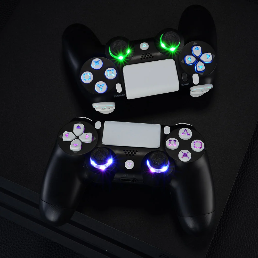 eXtremeRate Multi-Colors Luminated Buttons DTFS LED Kit for PS4 CUH-ZCT2 Controller - White - Image 9
