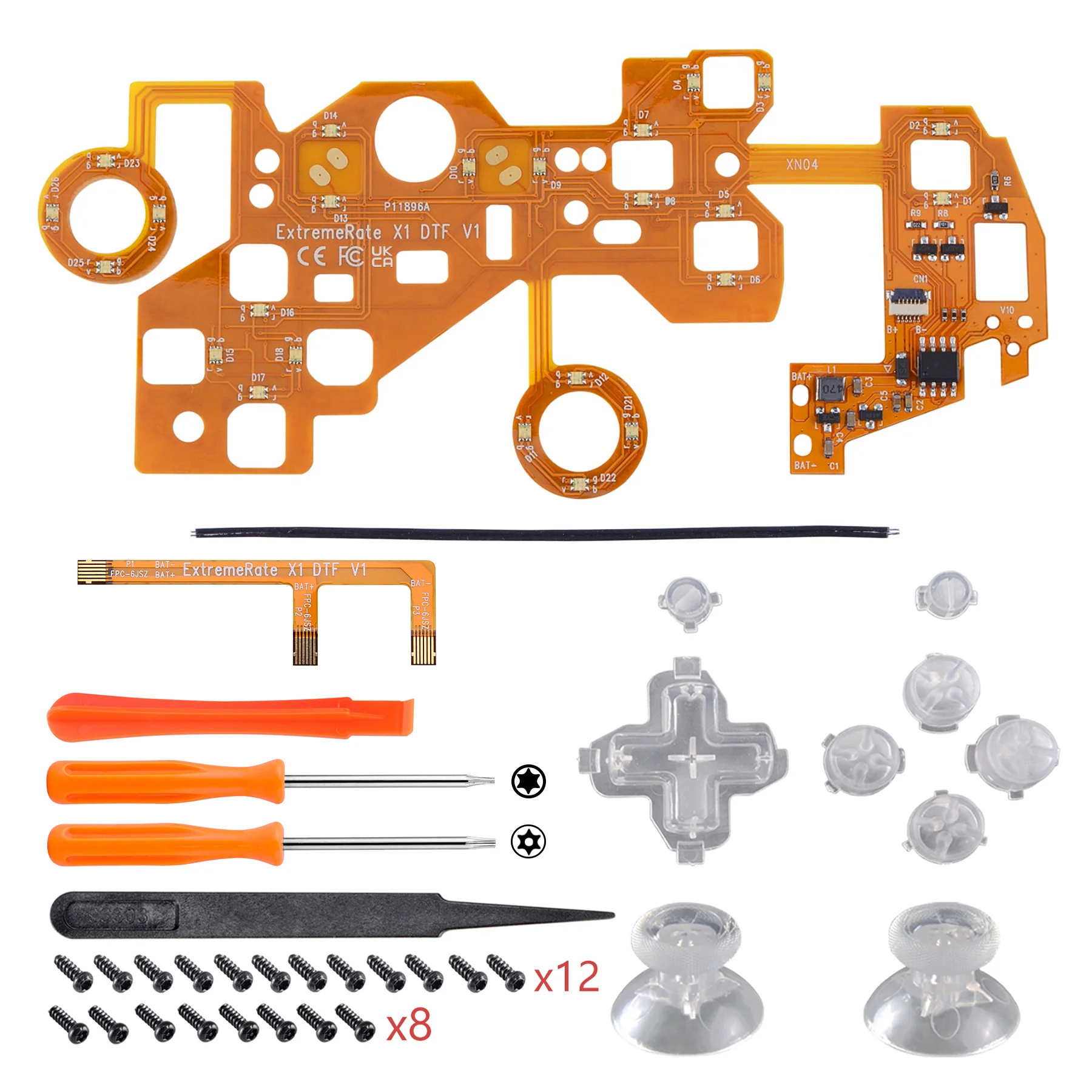 eXtremeRate Multi-Colors Luminated Buttons DTF LED Kit for Xbox One Standard & Xbox One X/S Controller - Clear - Image 5