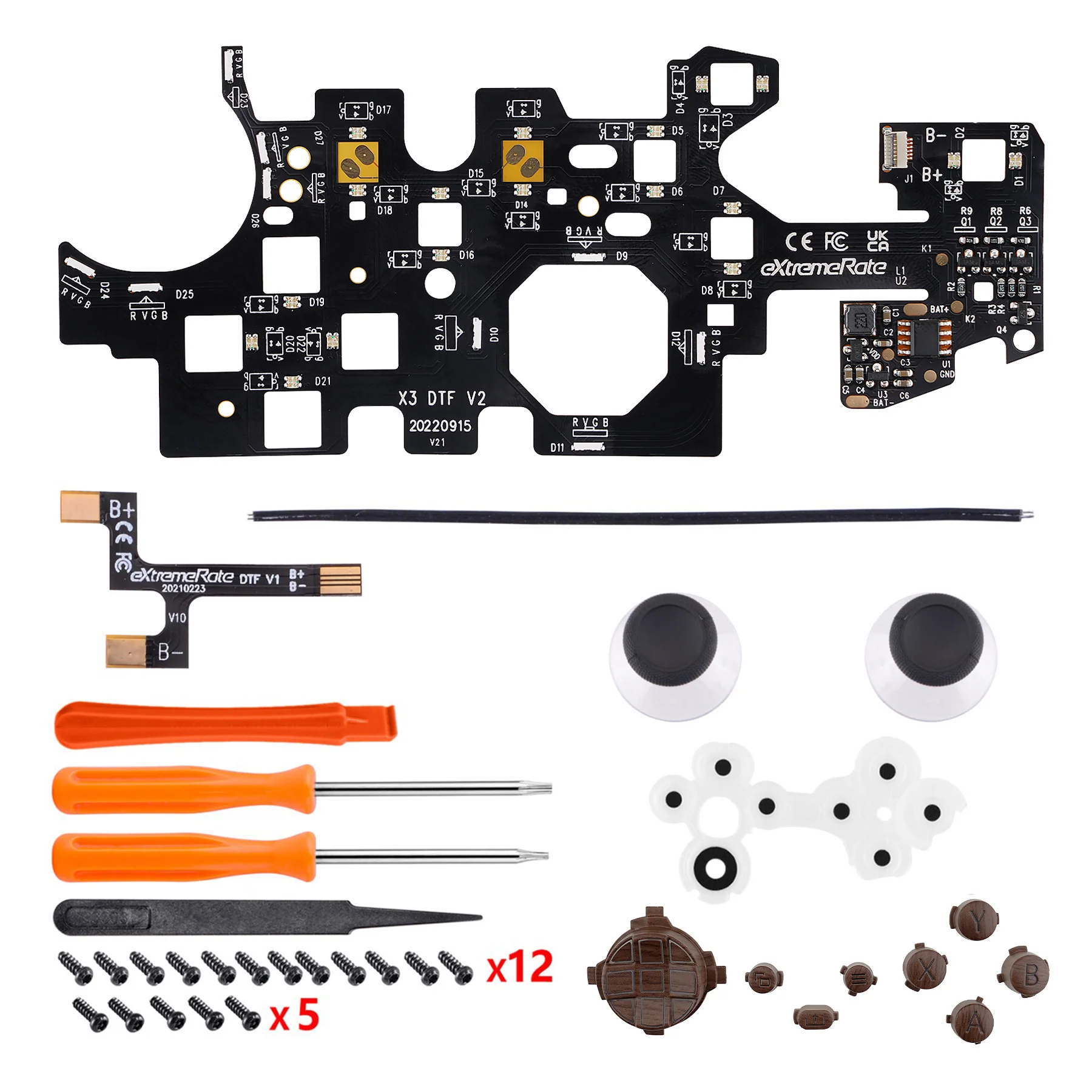 eXtremeRate Multi-Colors Luminated Buttons DTF LED Kit for Xbox Series X & S Controller - Wood Grain - Image 3