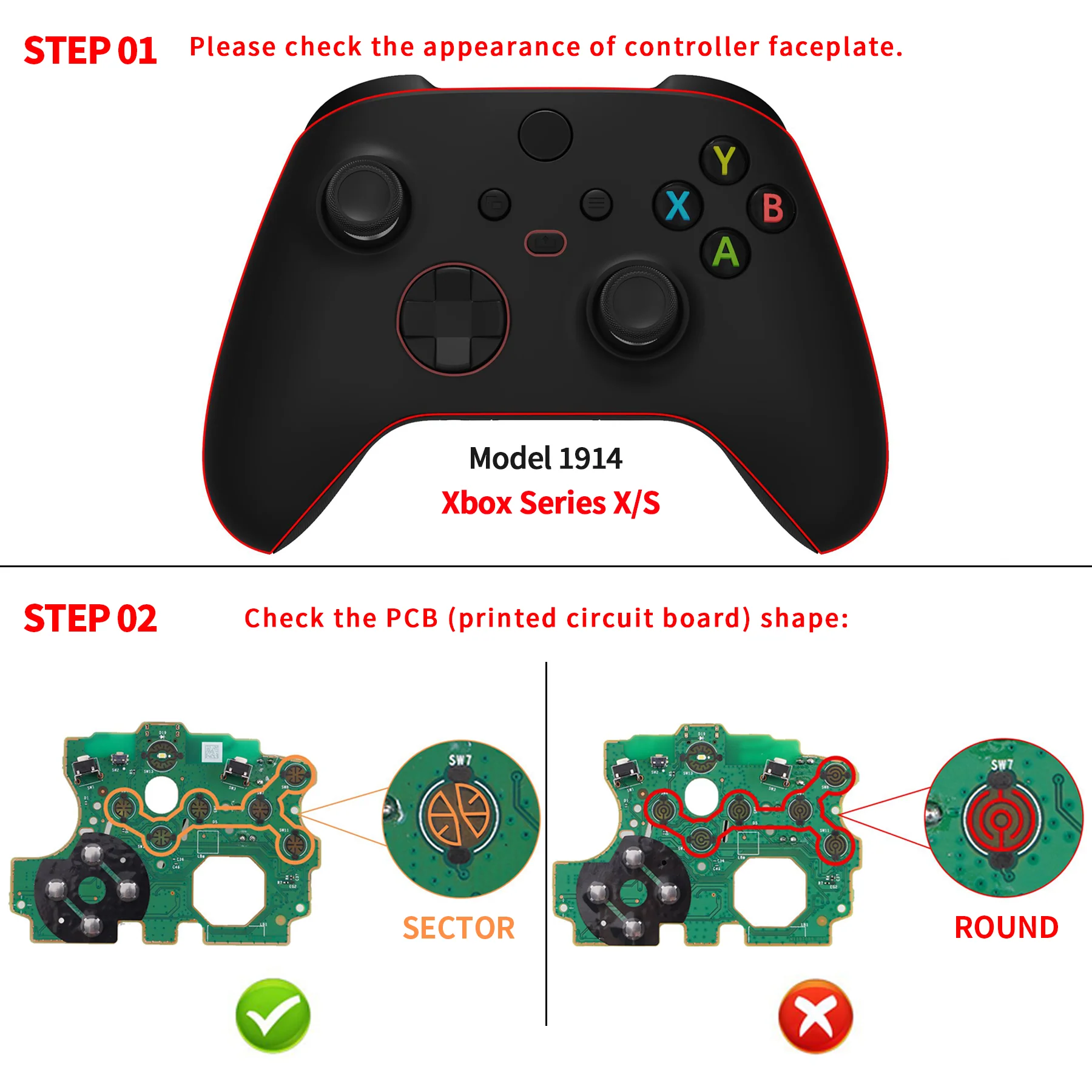 eXtremeRate Multi-Colors Luminated Buttons DTF LED Kit for Xbox Series X & S Controller - Wood Grain - Image 4