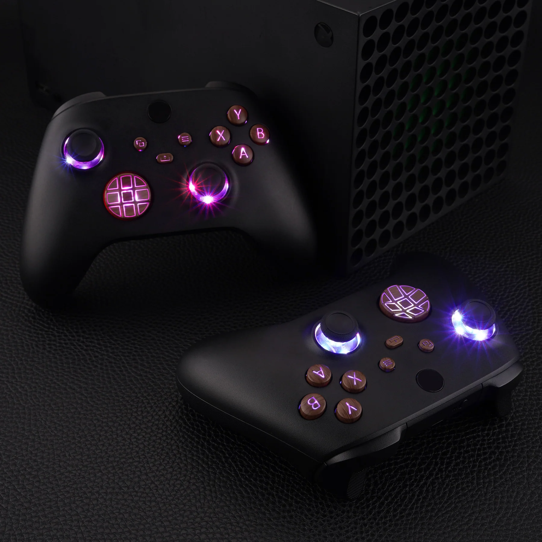 eXtremeRate Multi-Colors Luminated Buttons DTF LED Kit for Xbox Series X & S Controller - Wood Grain - Image 5