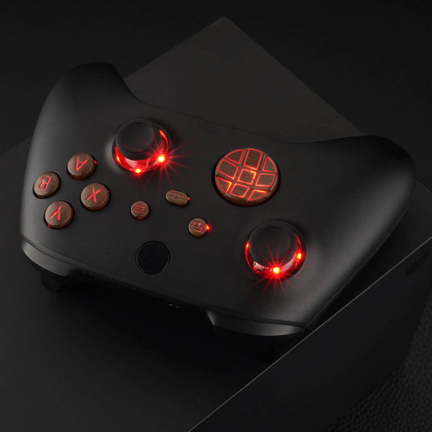 eXtremeRate Multi-Colors Luminated Buttons DTF LED Kit for Xbox Series X & S Controller - Wood Grain - Image 7