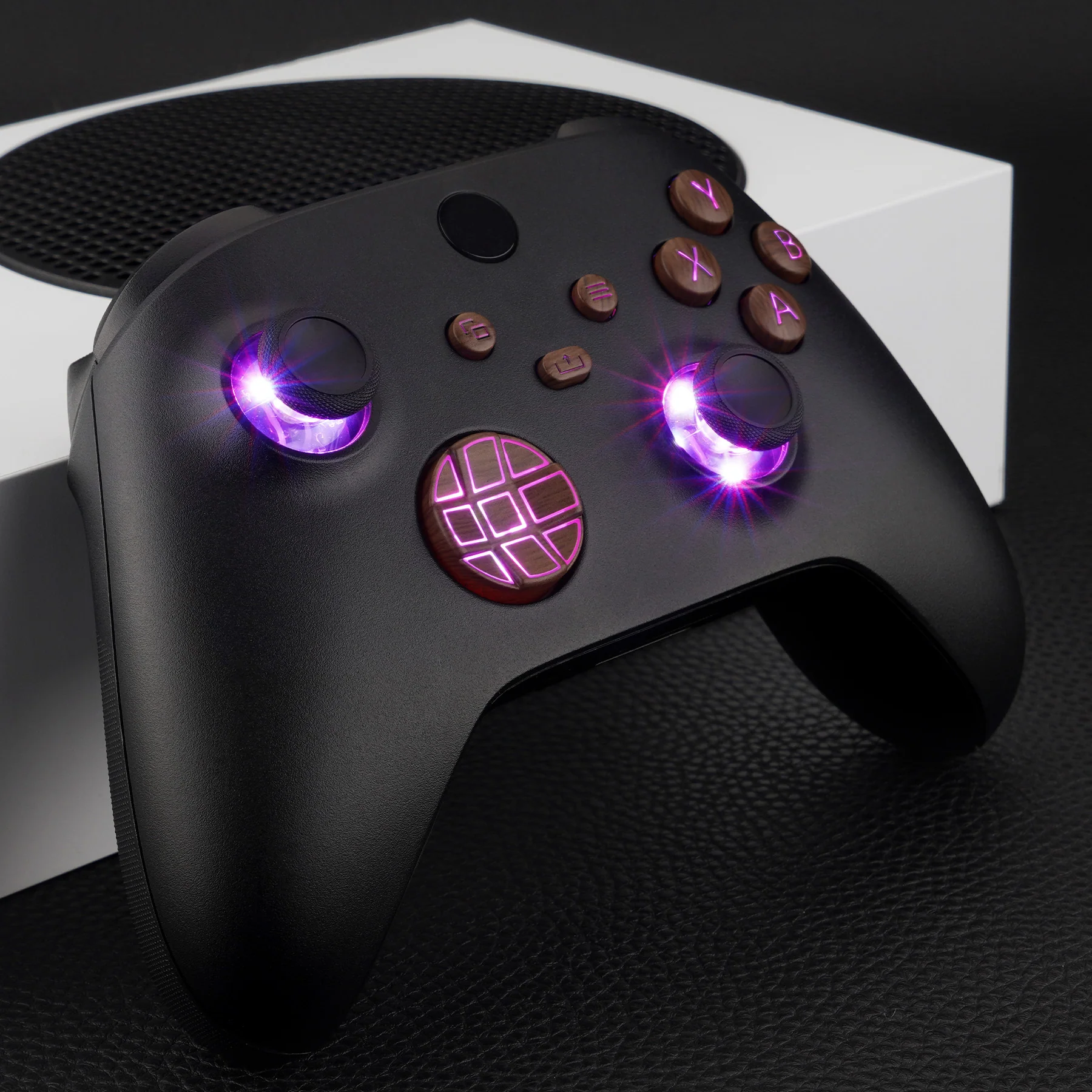 eXtremeRate Multi-Colors Luminated Buttons DTF LED Kit for Xbox Series X & S Controller - Wood Grain - Image 8