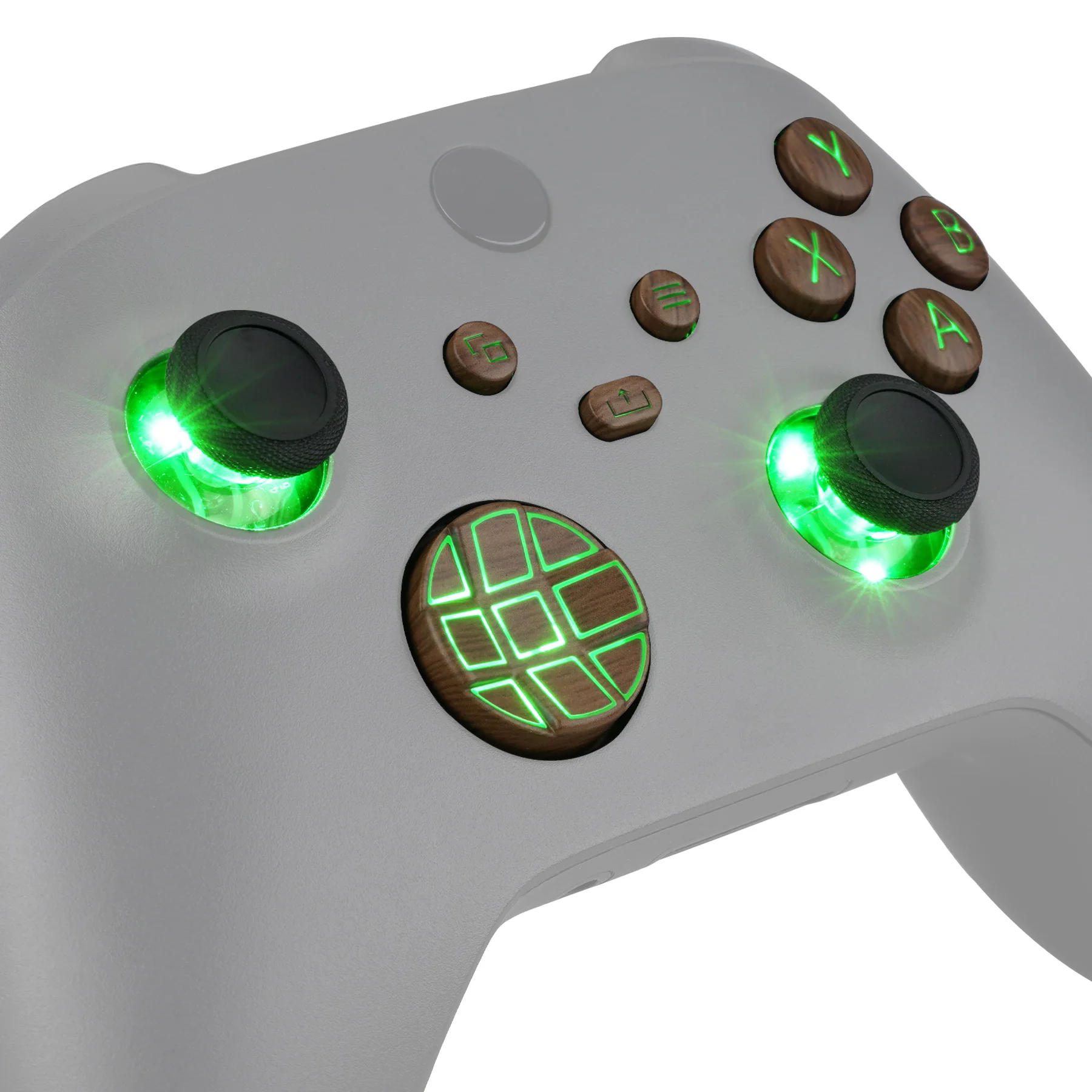 eXtremeRate Multi-Colors Luminated Buttons DTF LED Kit for Xbox Series X & S Controller - Wood Grain - Image 9