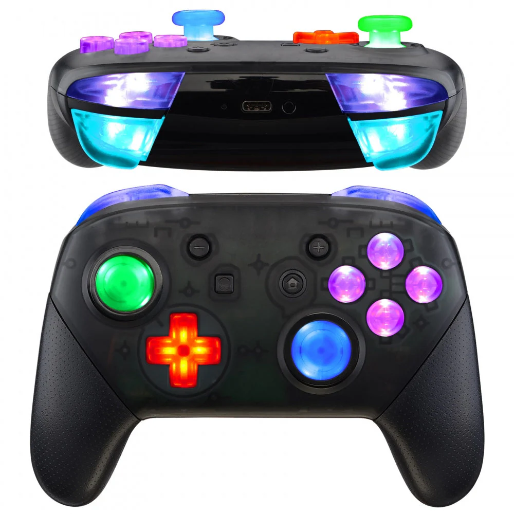 eXtremeRate Multi-Colors Luminated Button DTFS LED Kit for NS Switch Pro Controller - Clear - Image 2
