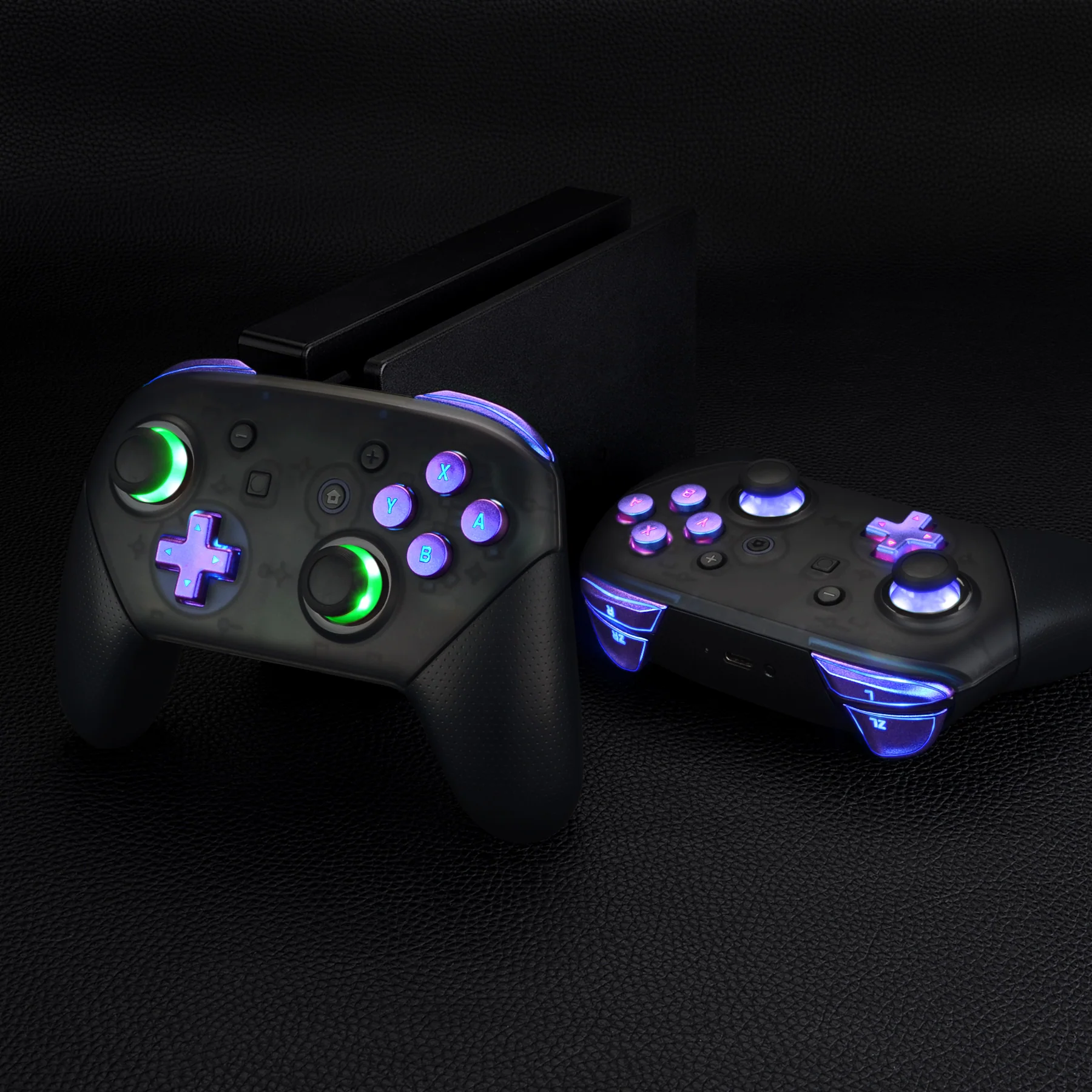 eXtremeRate Multi-Colors Luminated Button DTFS LED Kit for NS Switch Pro Controller - Chameleon Purple Blue - Image 4