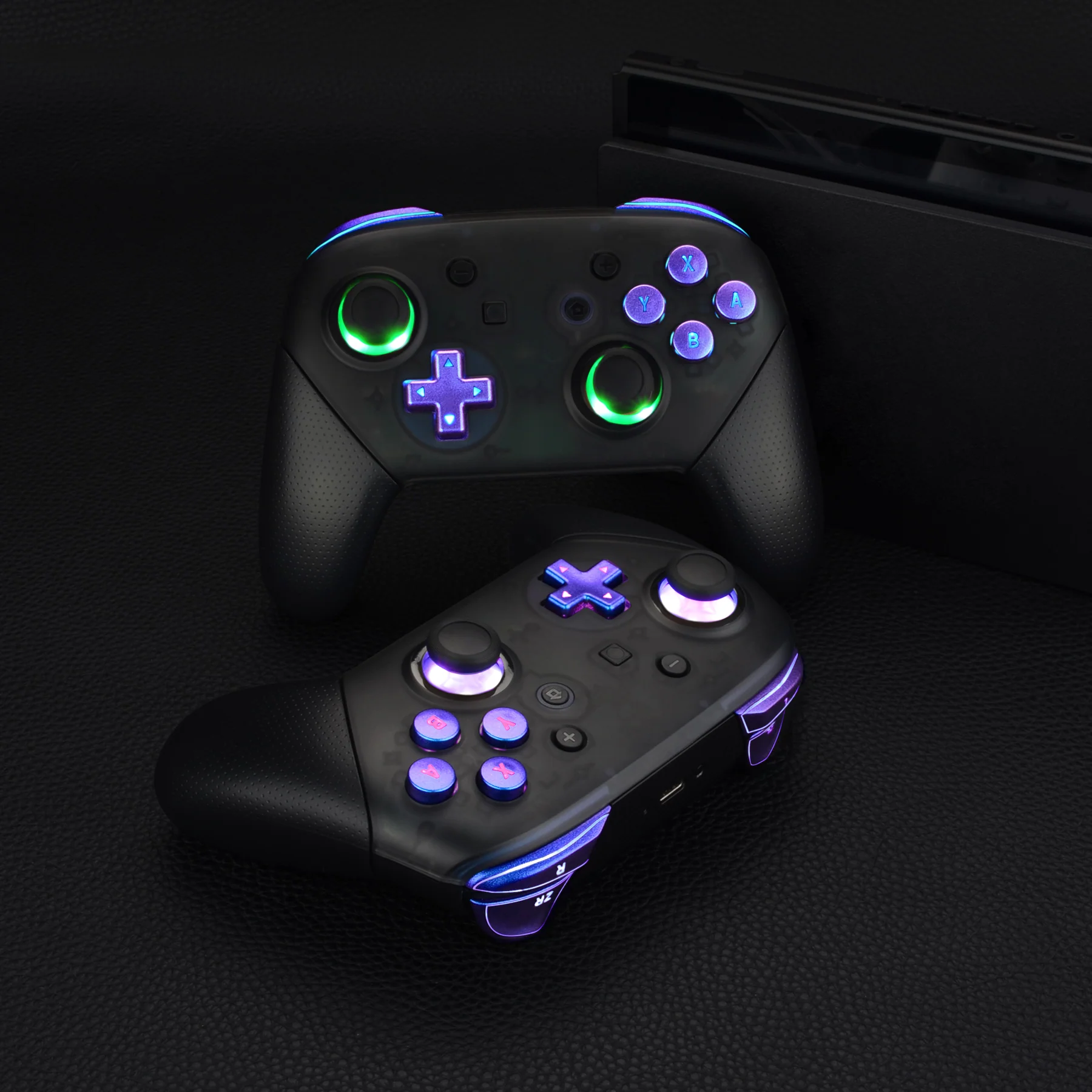 eXtremeRate Multi-Colors Luminated Button DTFS LED Kit for NS Switch Pro Controller - Chameleon Purple Blue - Image 5