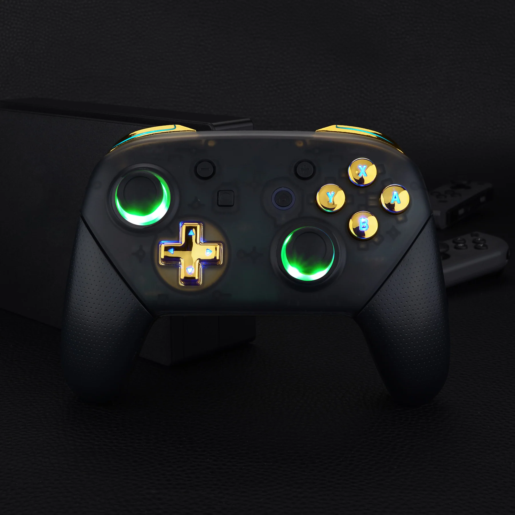 eXtremeRate Multi-Colors Luminated Button DTFS LED Kit for NS Switch Pro Controller - Chrome Gold - Image 6