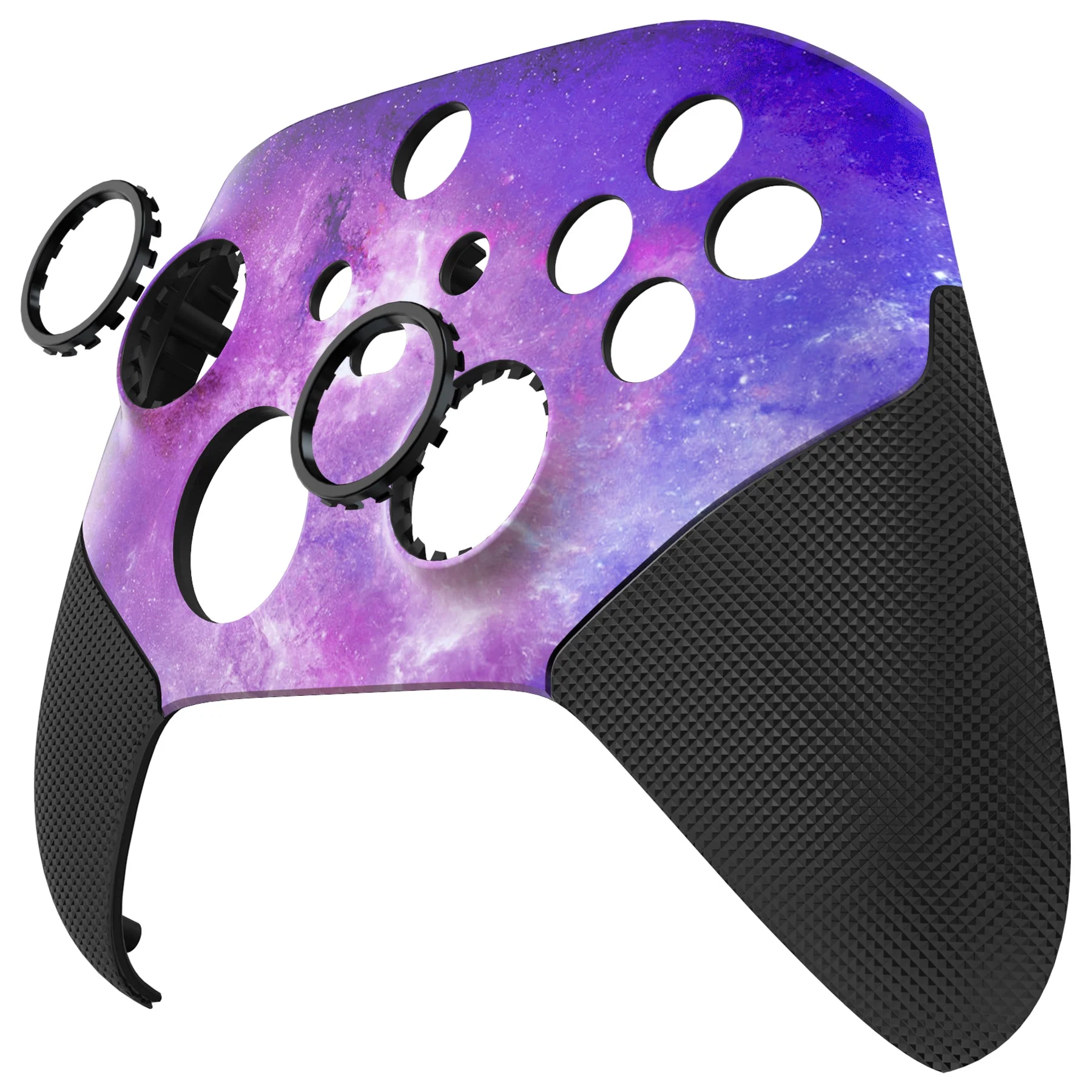 eXtremeRate ASR Version Performance Rubberized Grip Front Housing Shell with Accent Rings for Xbox Series X & S Controller - Nebula Galaxy - Image 11