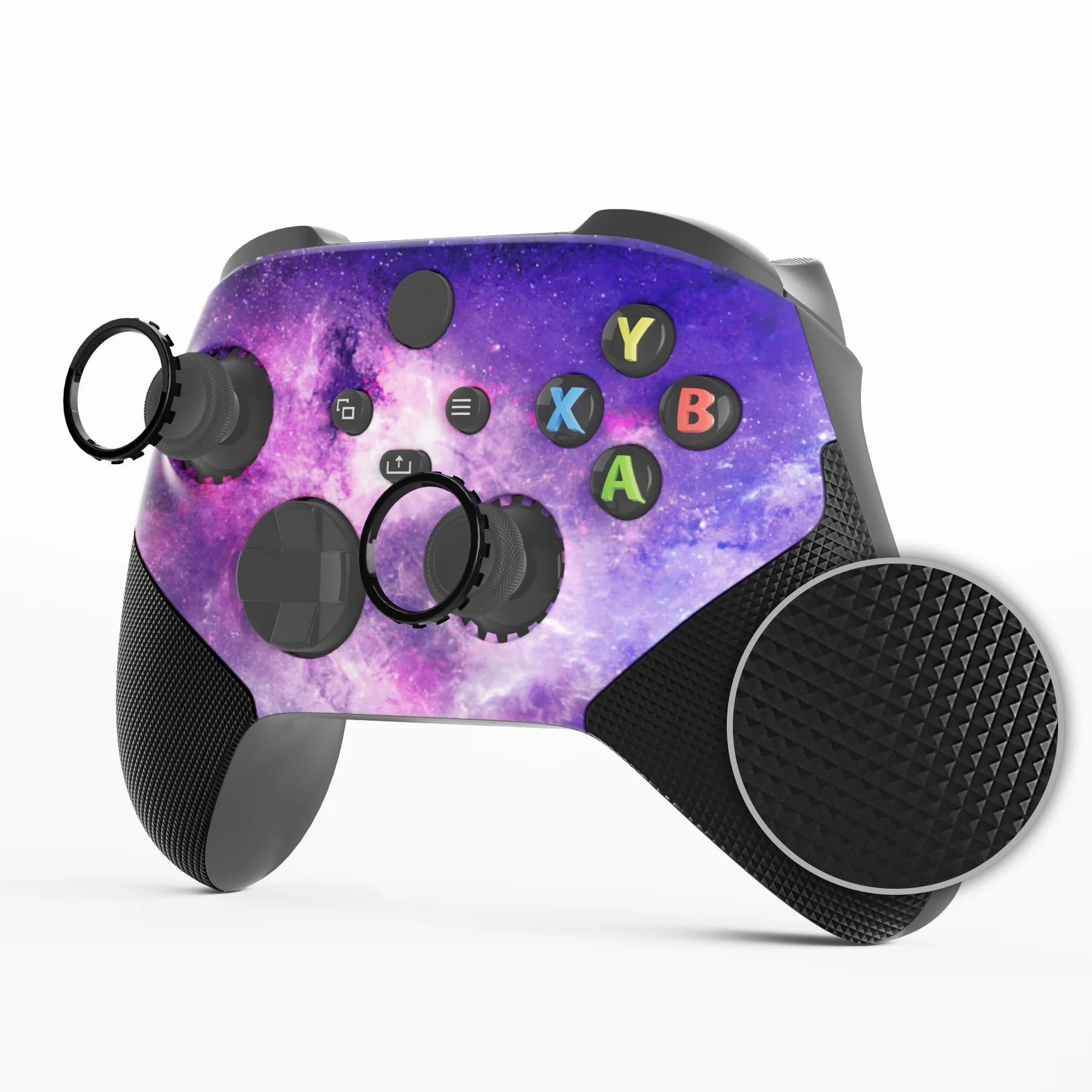 eXtremeRate ASR Version Performance Rubberized Grip Front Housing Shell with Accent Rings for Xbox Series X & S Controller - Nebula Galaxy - Image 4