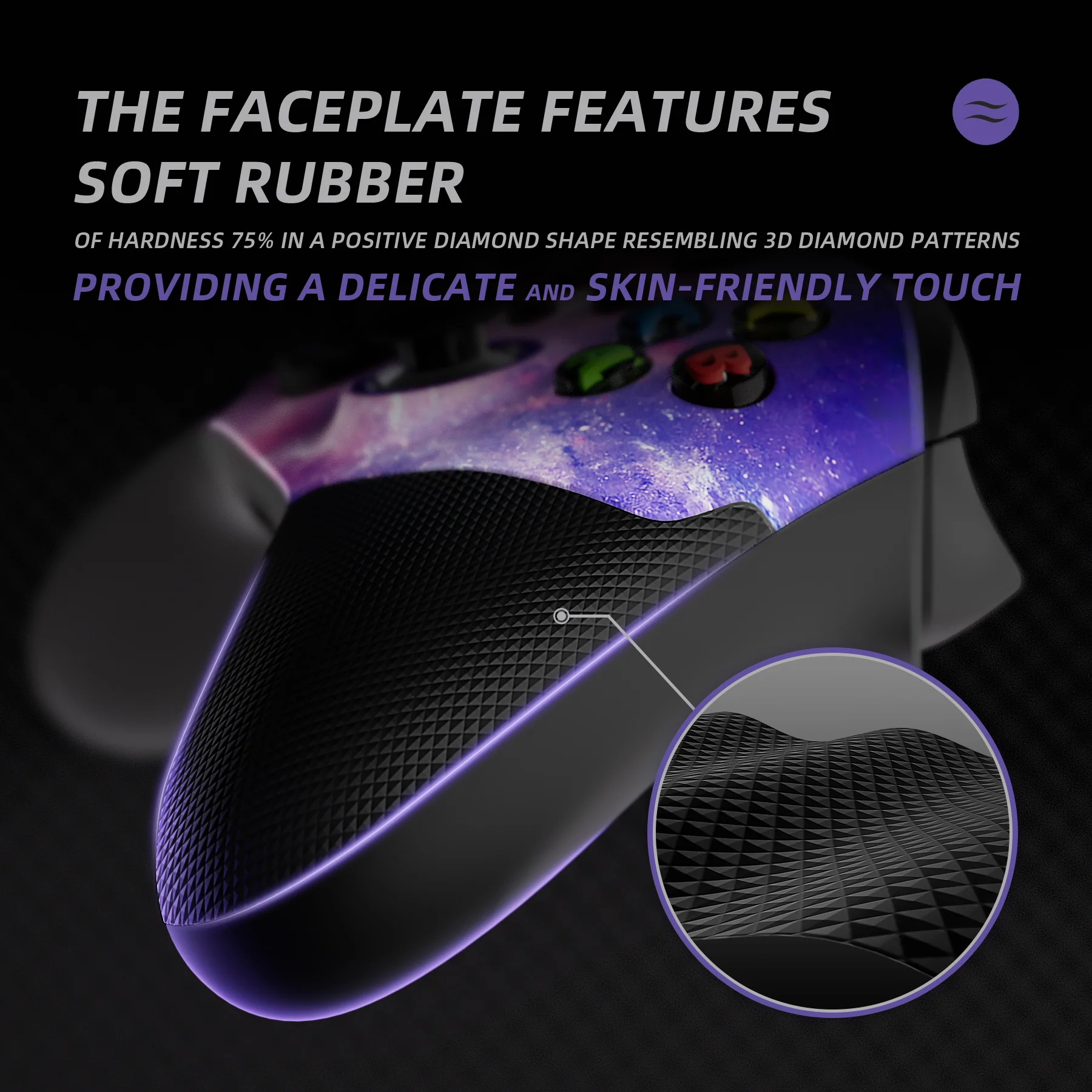 eXtremeRate ASR Version Performance Rubberized Grip Front Housing Shell with Accent Rings for Xbox Series X & S Controller - Nebula Galaxy - Image 6