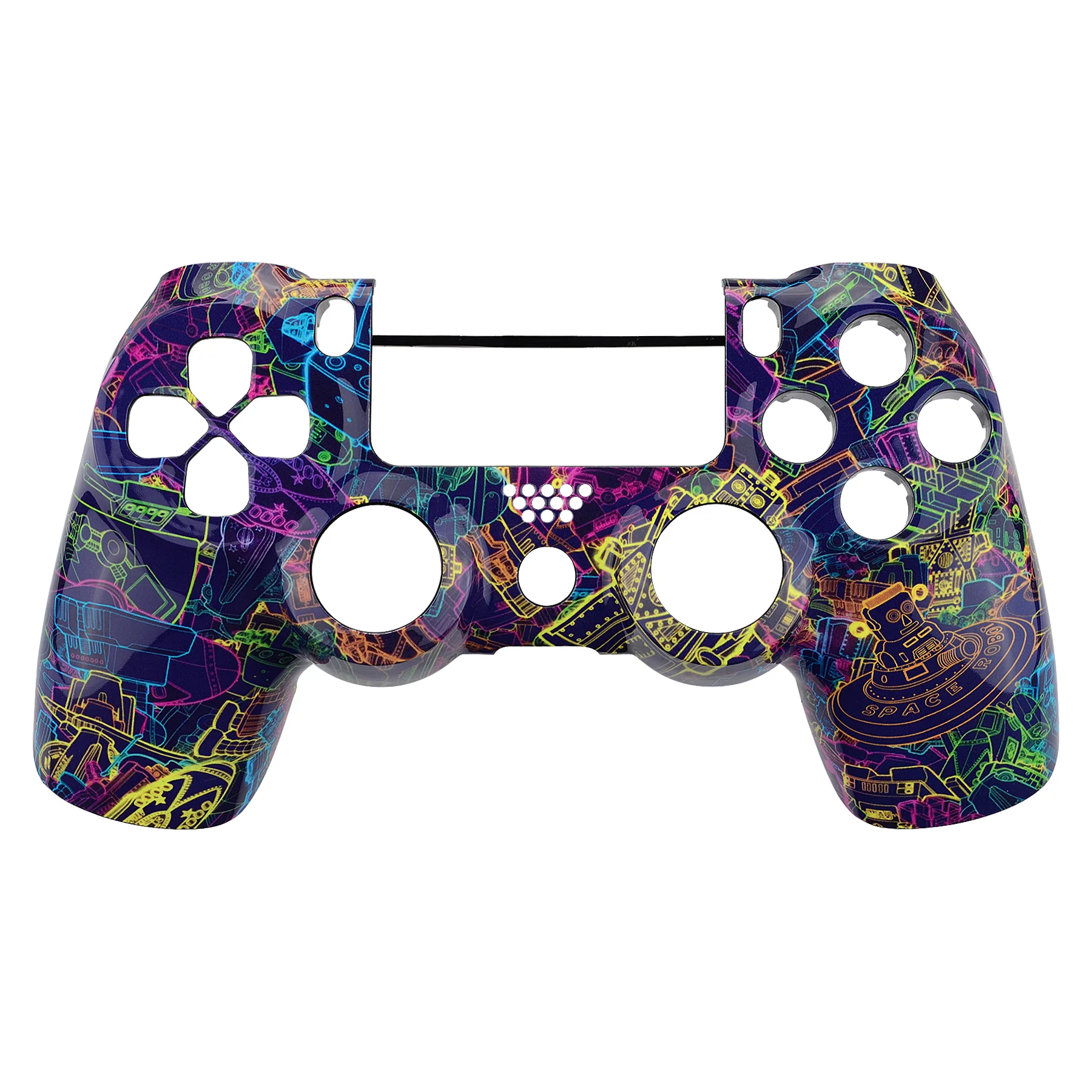 eXtremeRate Replacement Front Housing Shell for PS4 Slim Pro Controller Controller (CUH-ZCT2 JDM-040/050/055) - Neon Novel - Image 2