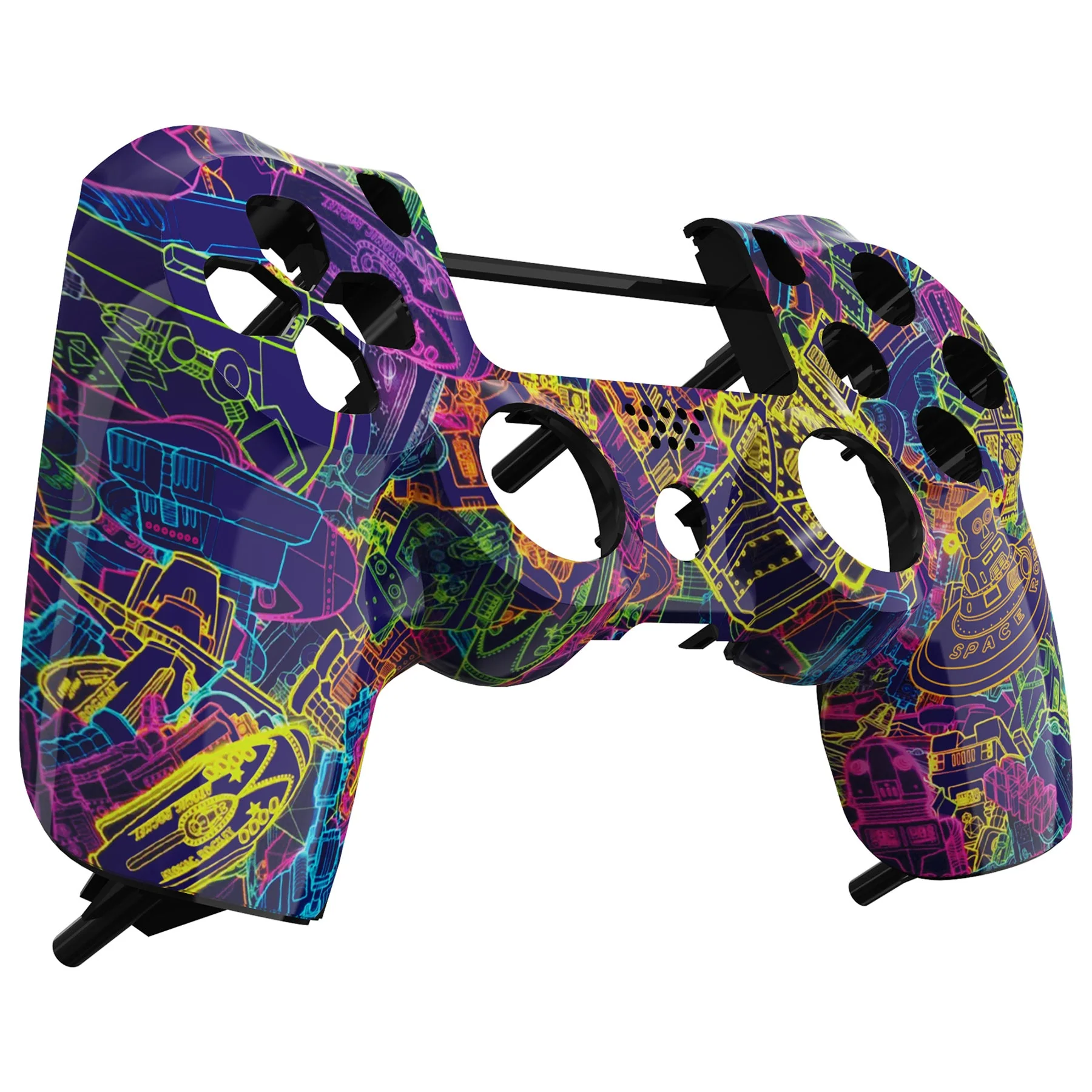 eXtremeRate Replacement Front Housing Shell for PS4 Slim Pro Controller Controller (CUH-ZCT2 JDM-040/050/055) - Neon Novel - Image 4