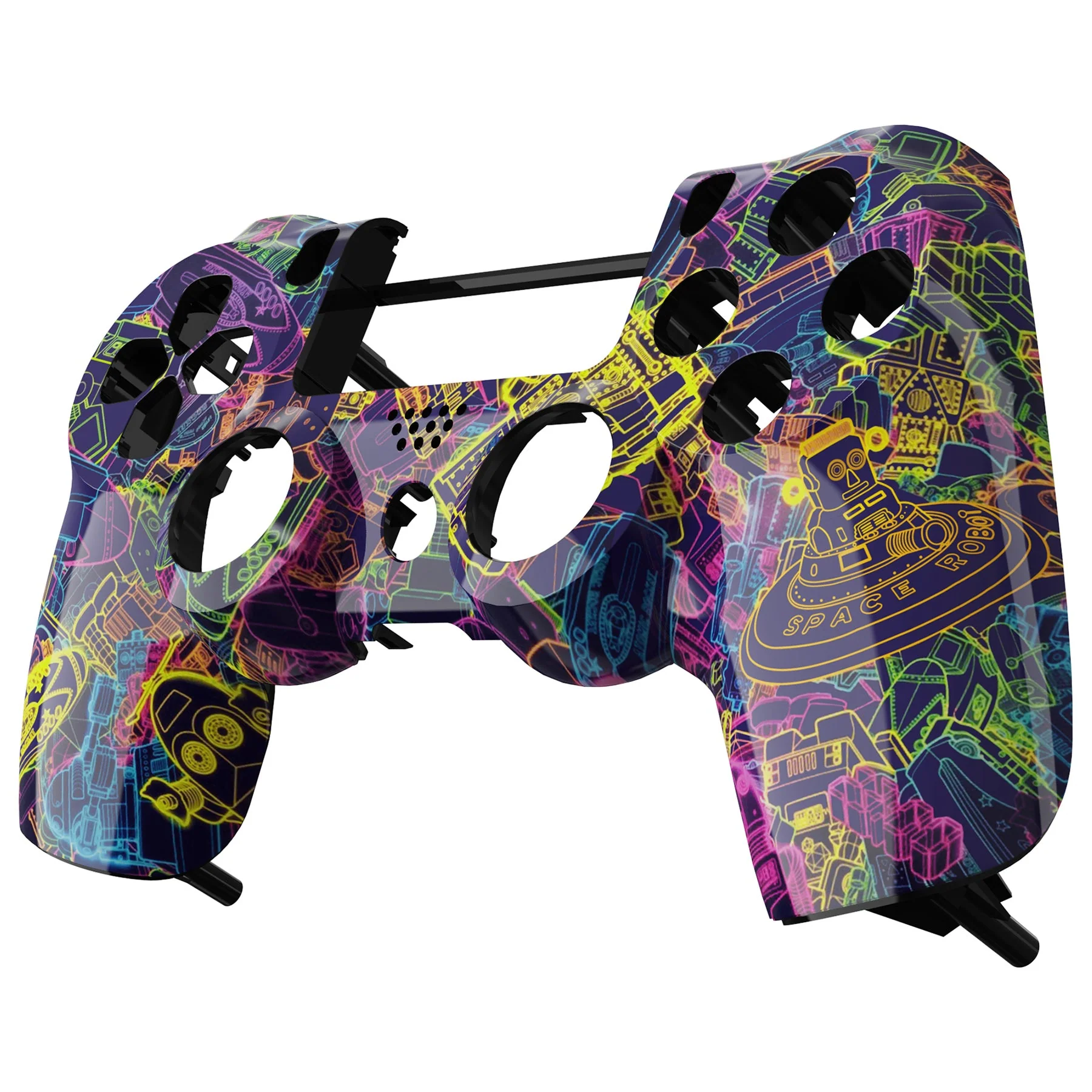 eXtremeRate Replacement Front Housing Shell for PS4 Slim Pro Controller Controller (CUH-ZCT2 JDM-040/050/055) - Neon Novel - Image 5
