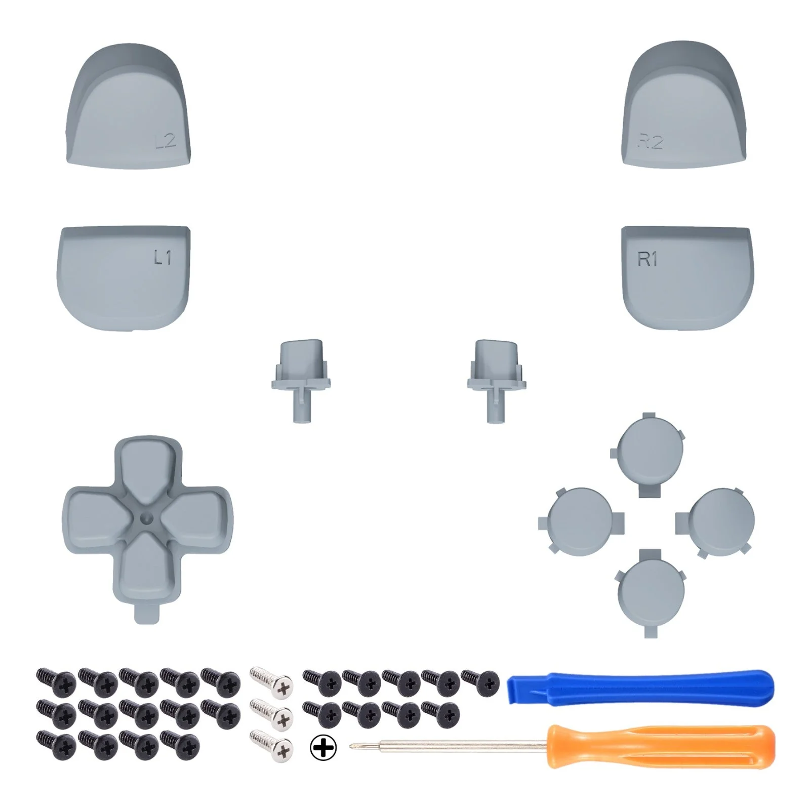 eXtremeRate Replacement Full Set Buttons Compatible with PS5 Controller BDM-010/020 - New Hope Gray - Image 8