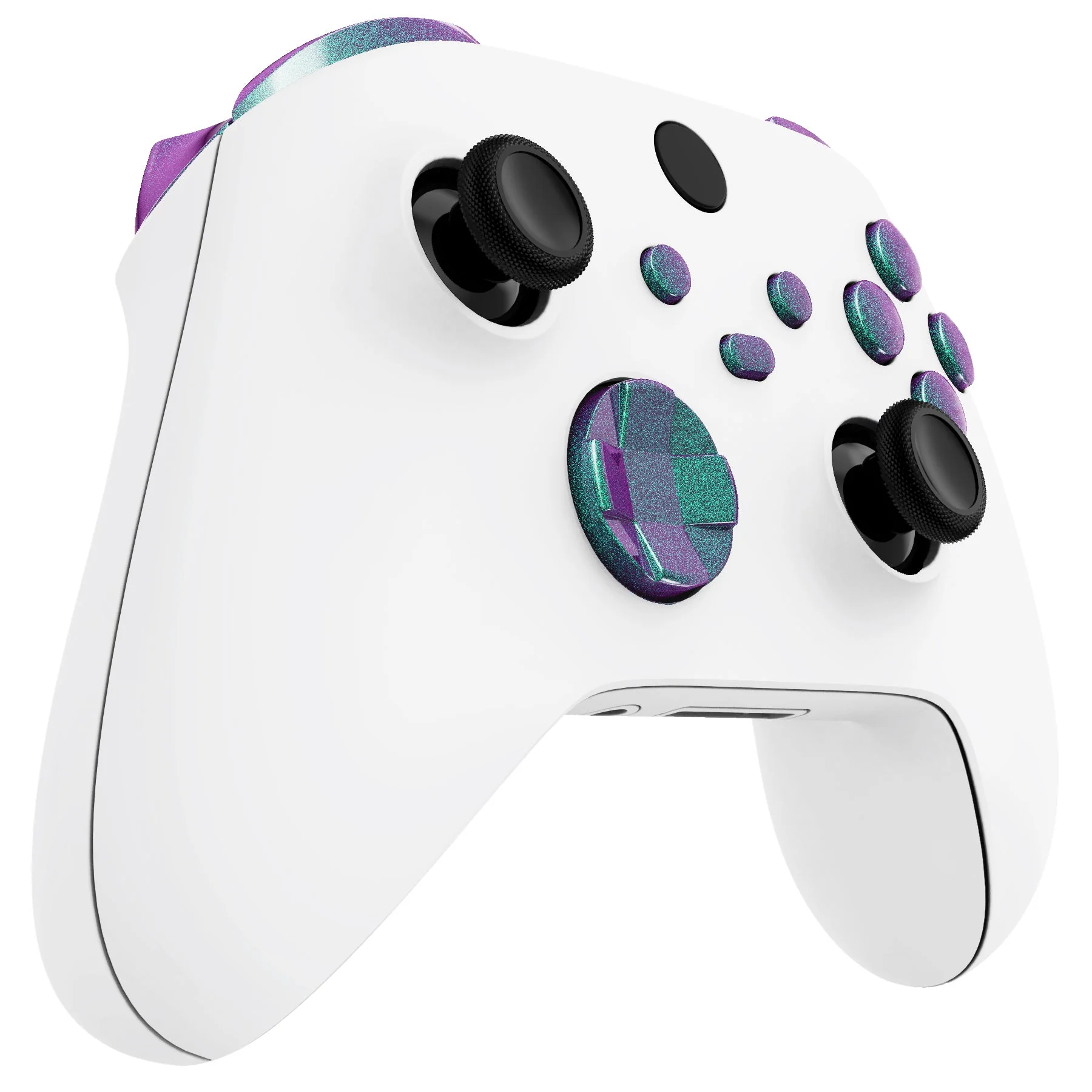 eXtremeRate No Letter Imprint Replacement Full Set Buttons for Xbox Series X & S Controller - Chameleon Green Purple - Image 5