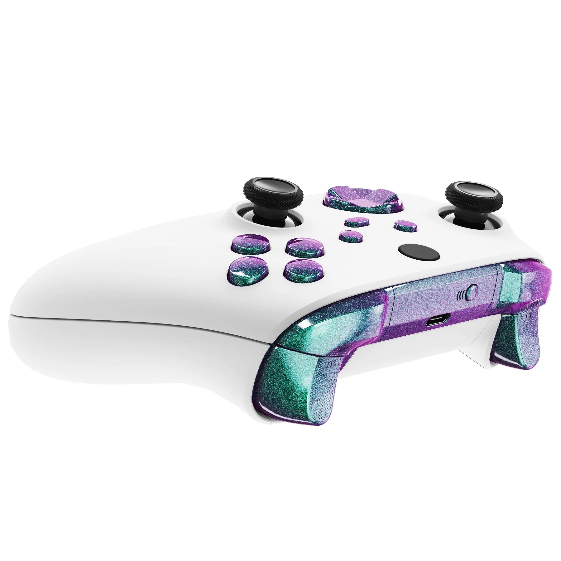 eXtremeRate No Letter Imprint Replacement Full Set Buttons for Xbox Series X & S Controller - Chameleon Green Purple - Image 6