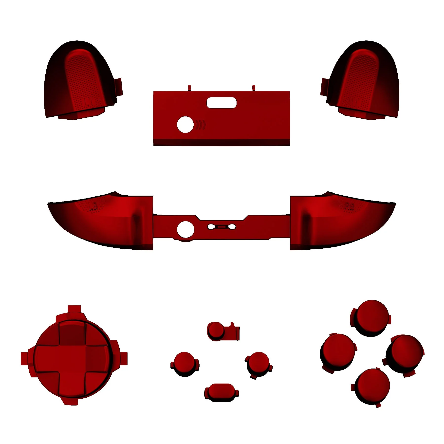 eXtremeRate No Letter Imprint Replacement Full Set Buttons for Xbox Series X & S Controller - Scarlet Red - Image 2