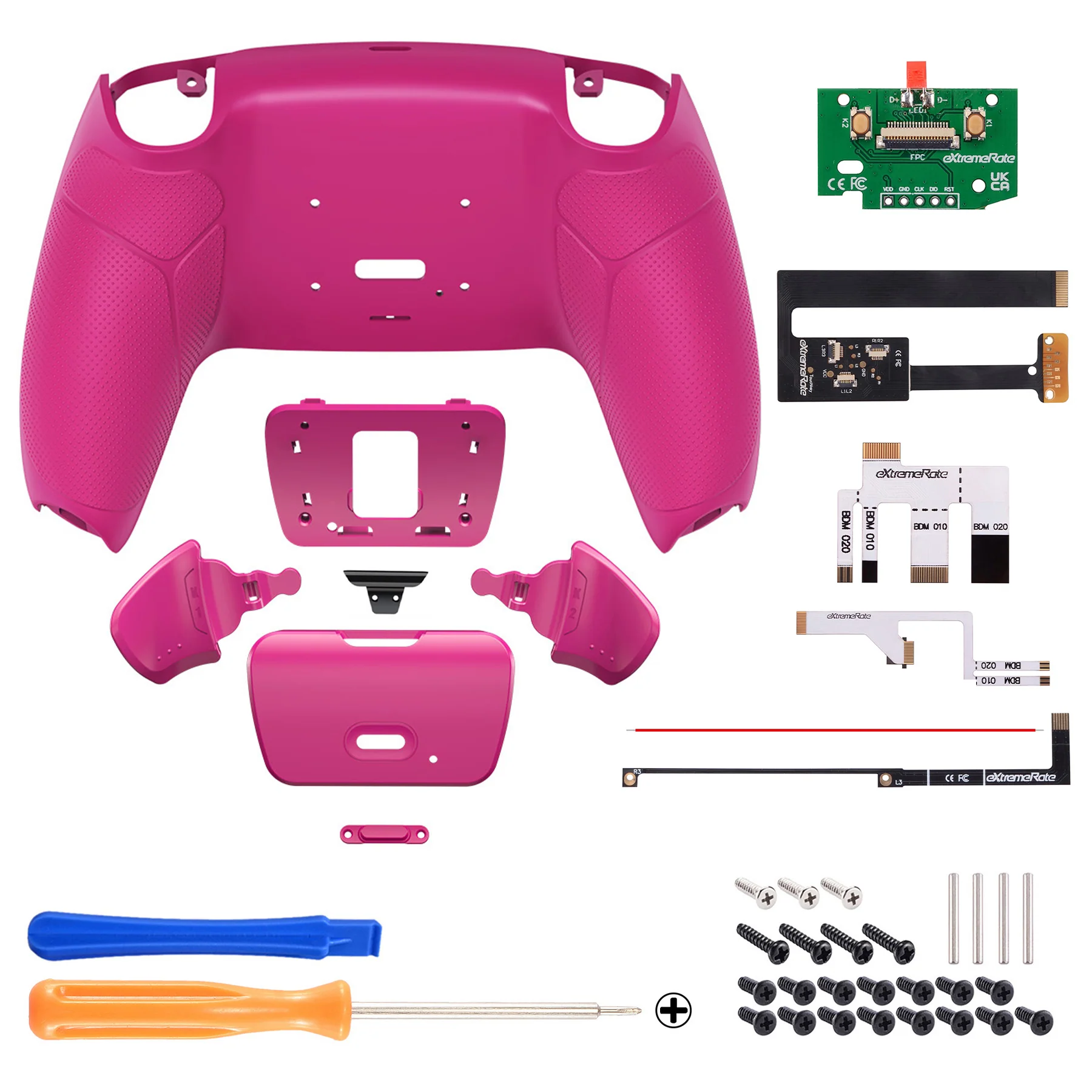 eXtremeRate Remappable Rise 2.0 Remap Kit for PS5 Controller BDM-010 & BDM-020 - Rubberized Nova Pink - Image 2