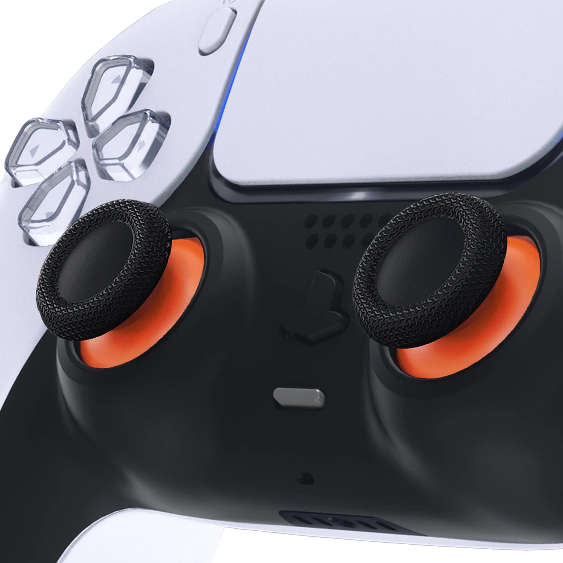 eXtremeRate Replacement Dual-Color Thumbsticks Analog Stick Joystick Compatible with PS5 & PS4 All Model Controller - Orange & Black - Image 2