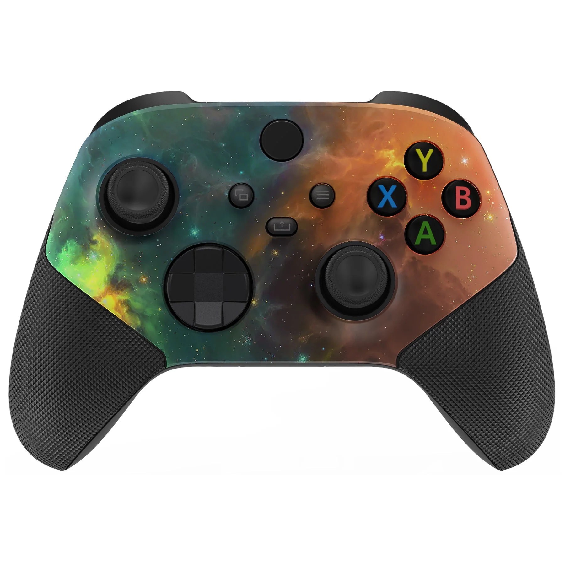 eXtremeRate ASR Version Performance Rubberized Grip Front Housing Shell with Accent Rings for Xbox Series X & S Controller - Orange Star Universe - Image 2