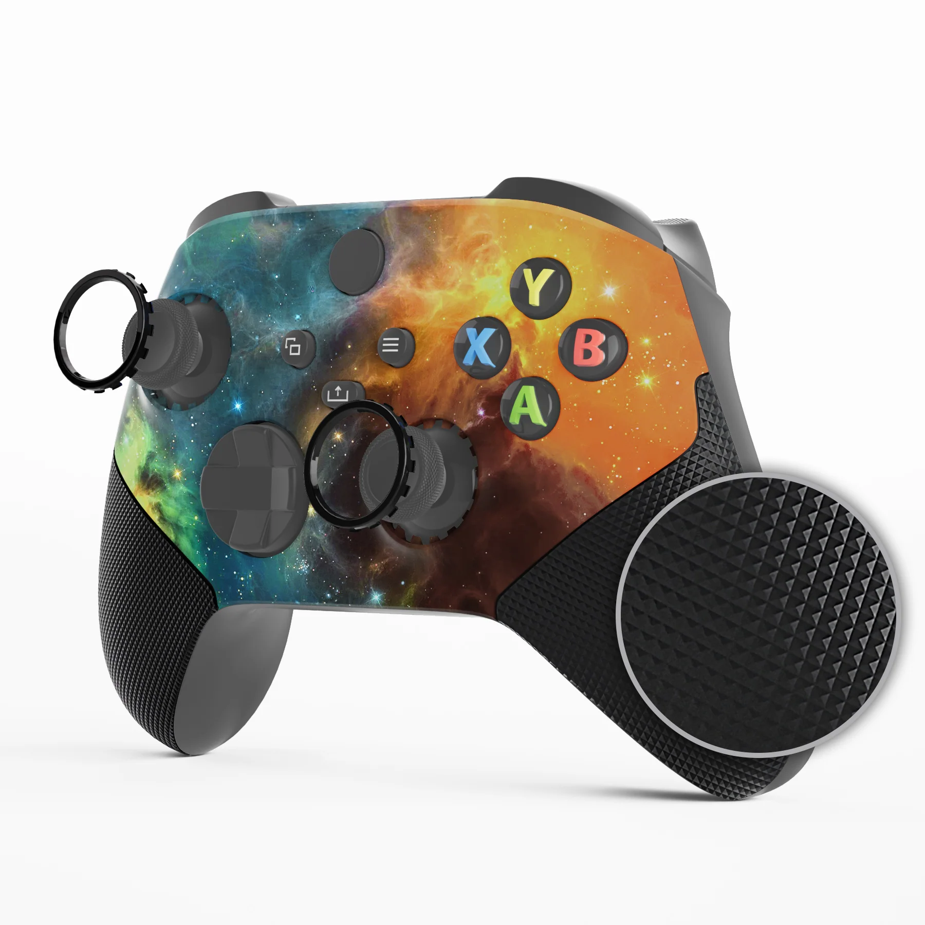 eXtremeRate ASR Version Performance Rubberized Grip Front Housing Shell with Accent Rings for Xbox Series X & S Controller - Orange Star Universe - Image 4