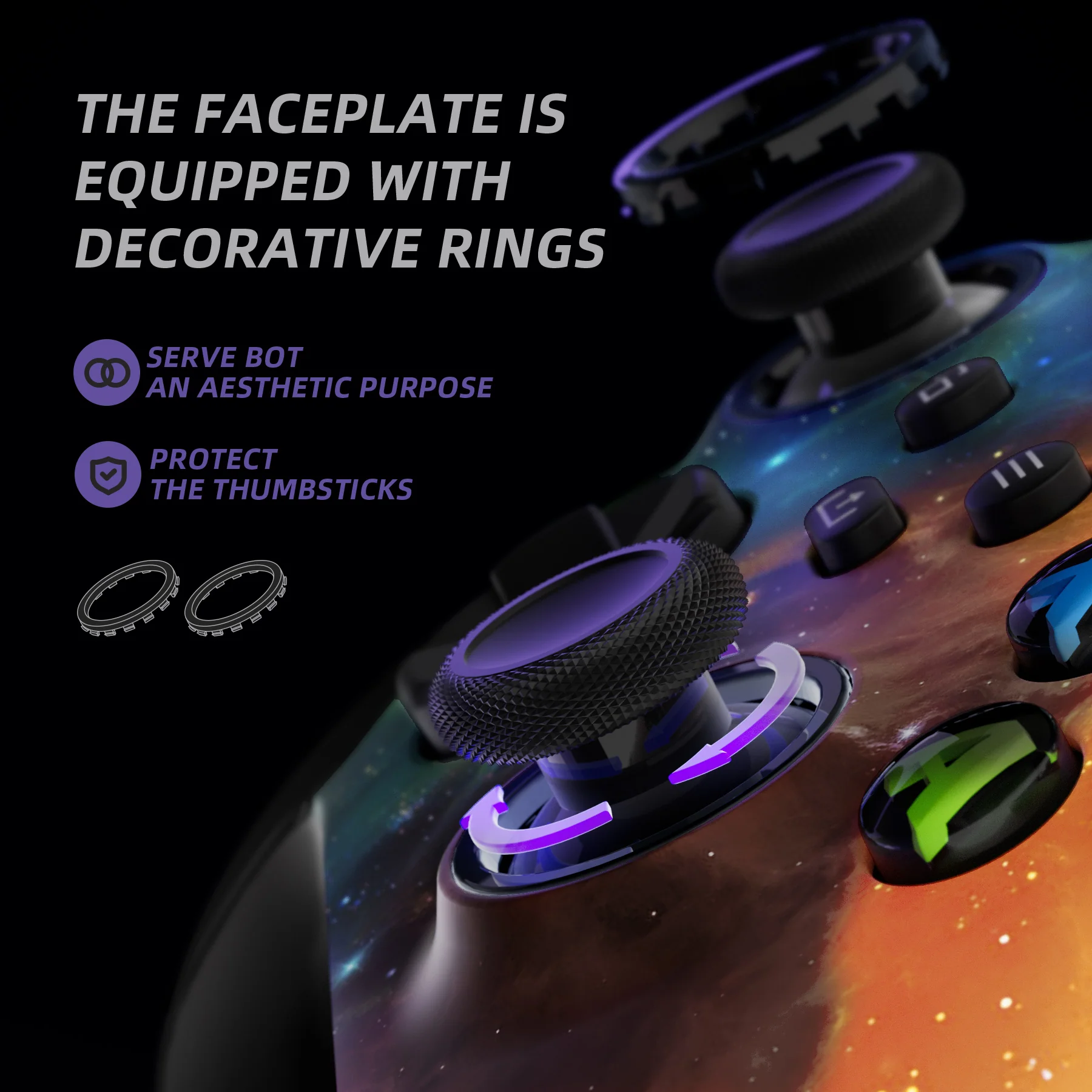 eXtremeRate ASR Version Performance Rubberized Grip Front Housing Shell with Accent Rings for Xbox Series X & S Controller - Orange Star Universe - Image 5