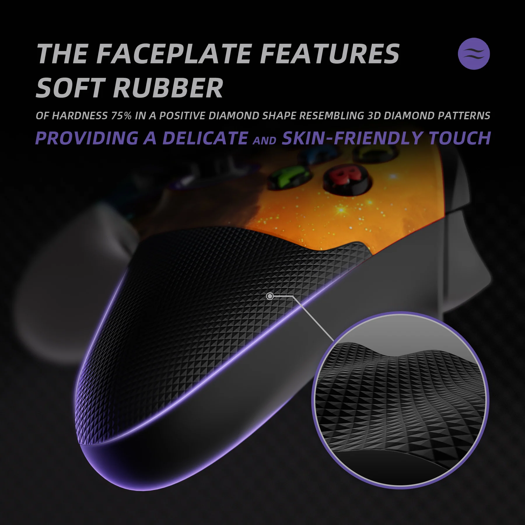 eXtremeRate ASR Version Performance Rubberized Grip Front Housing Shell with Accent Rings for Xbox Series X & S Controller - Orange Star Universe - Image 6