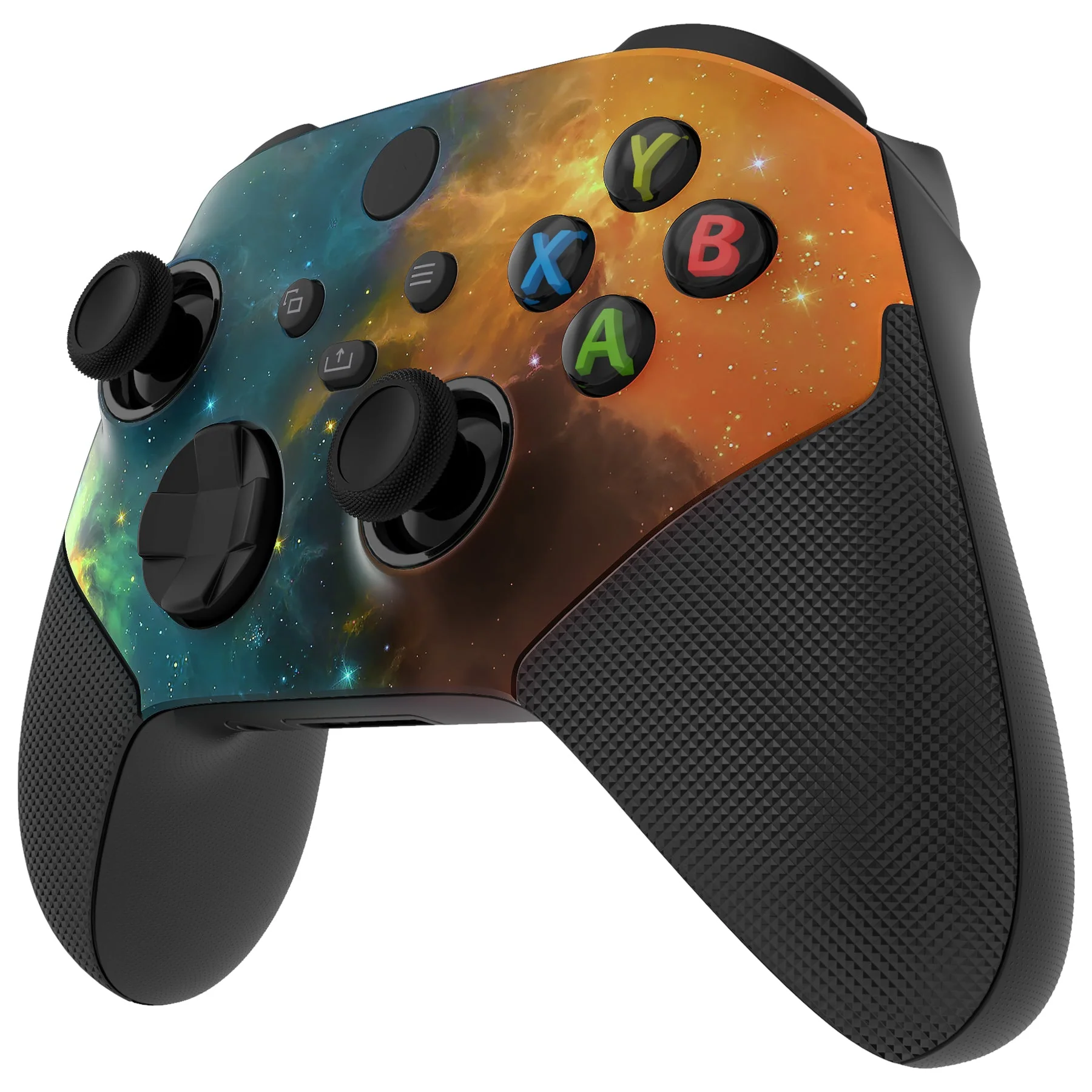 eXtremeRate ASR Version Performance Rubberized Grip Front Housing Shell with Accent Rings for Xbox Series X & S Controller - Orange Star Universe - Image 7