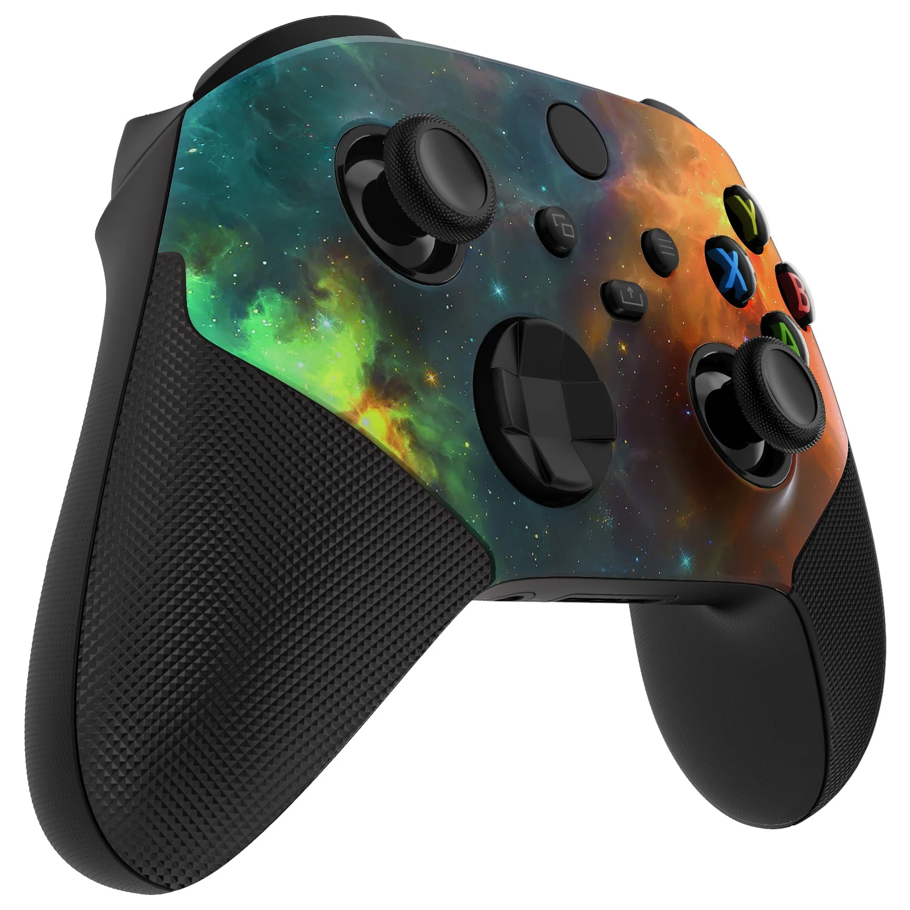 eXtremeRate ASR Version Performance Rubberized Grip Front Housing Shell with Accent Rings for Xbox Series X & S Controller - Orange Star Universe - Image 8
