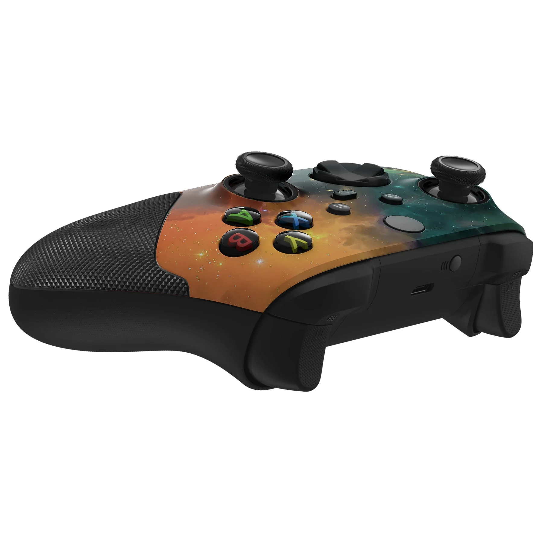eXtremeRate ASR Version Performance Rubberized Grip Front Housing Shell with Accent Rings for Xbox Series X & S Controller - Orange Star Universe - Image 9