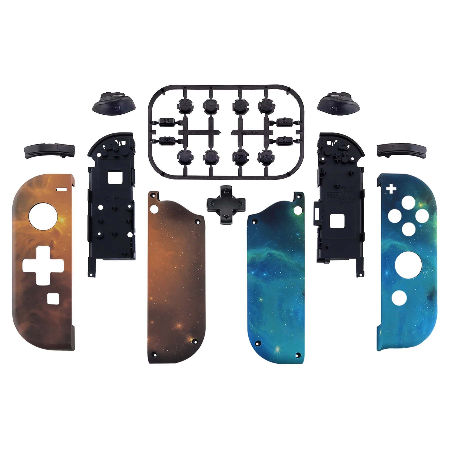 eXtremeRate Dpad Version Replacement Full Set Shell Case with Buttons for Joycon of NS Switch - Orange Star Universe - Image 2