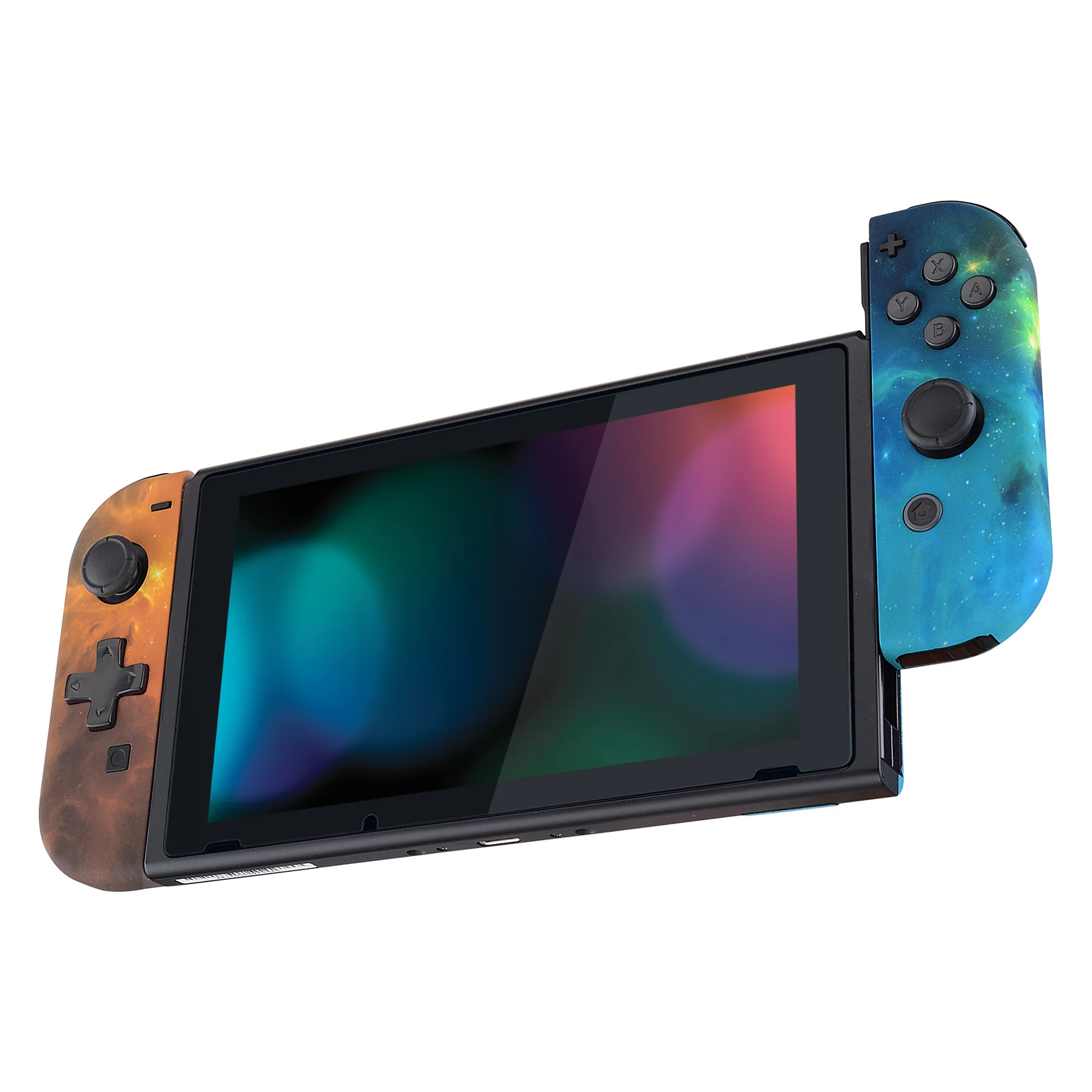 eXtremeRate Dpad Version Replacement Full Set Shell Case with Buttons for Joycon of NS Switch - Orange Star Universe - Image 5