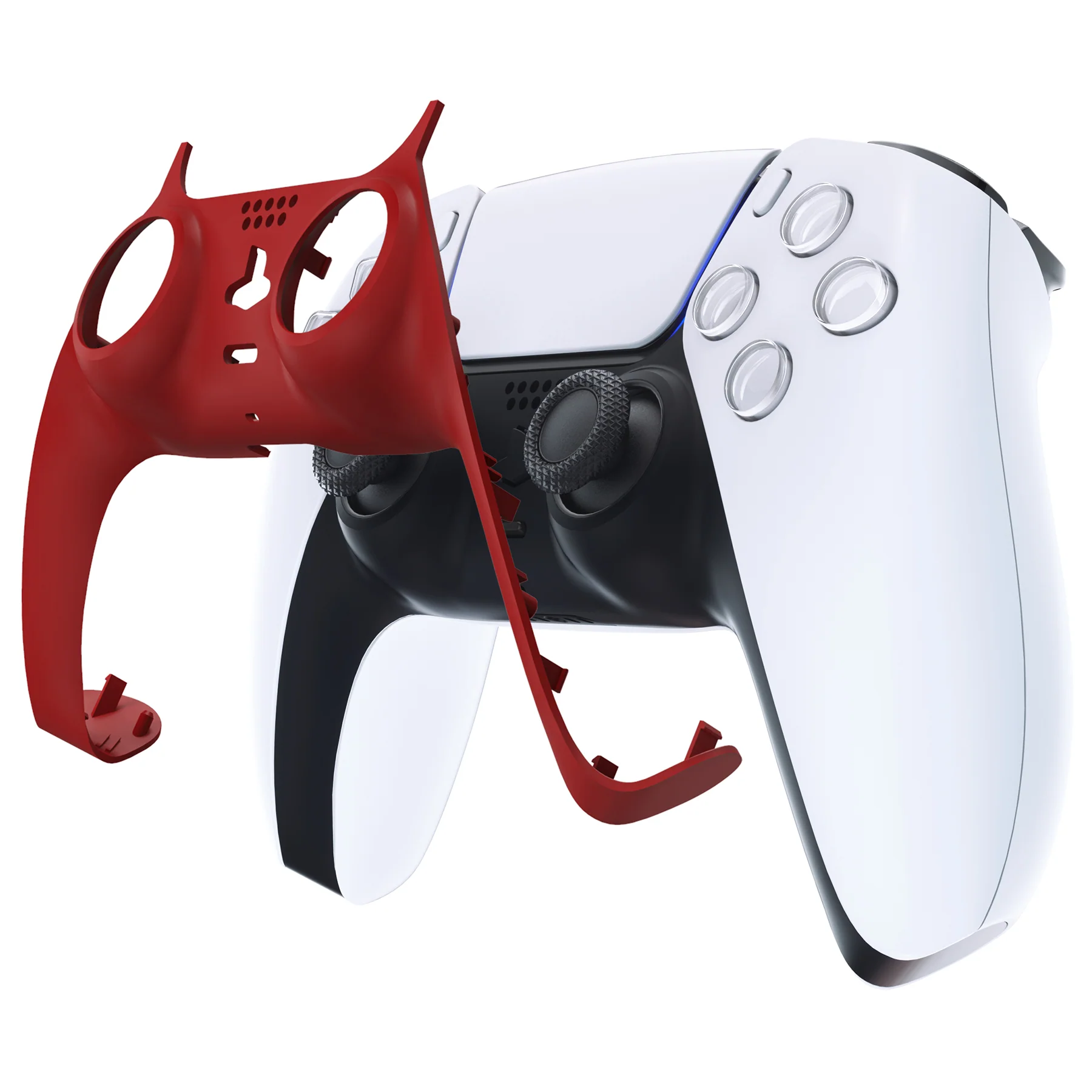 eXtremeRate Replacement Decorative Trim Shell with Accent Rings Compatible with PS5 Controller BDM-010/020/030/040/050 - Passion Red - Image 7