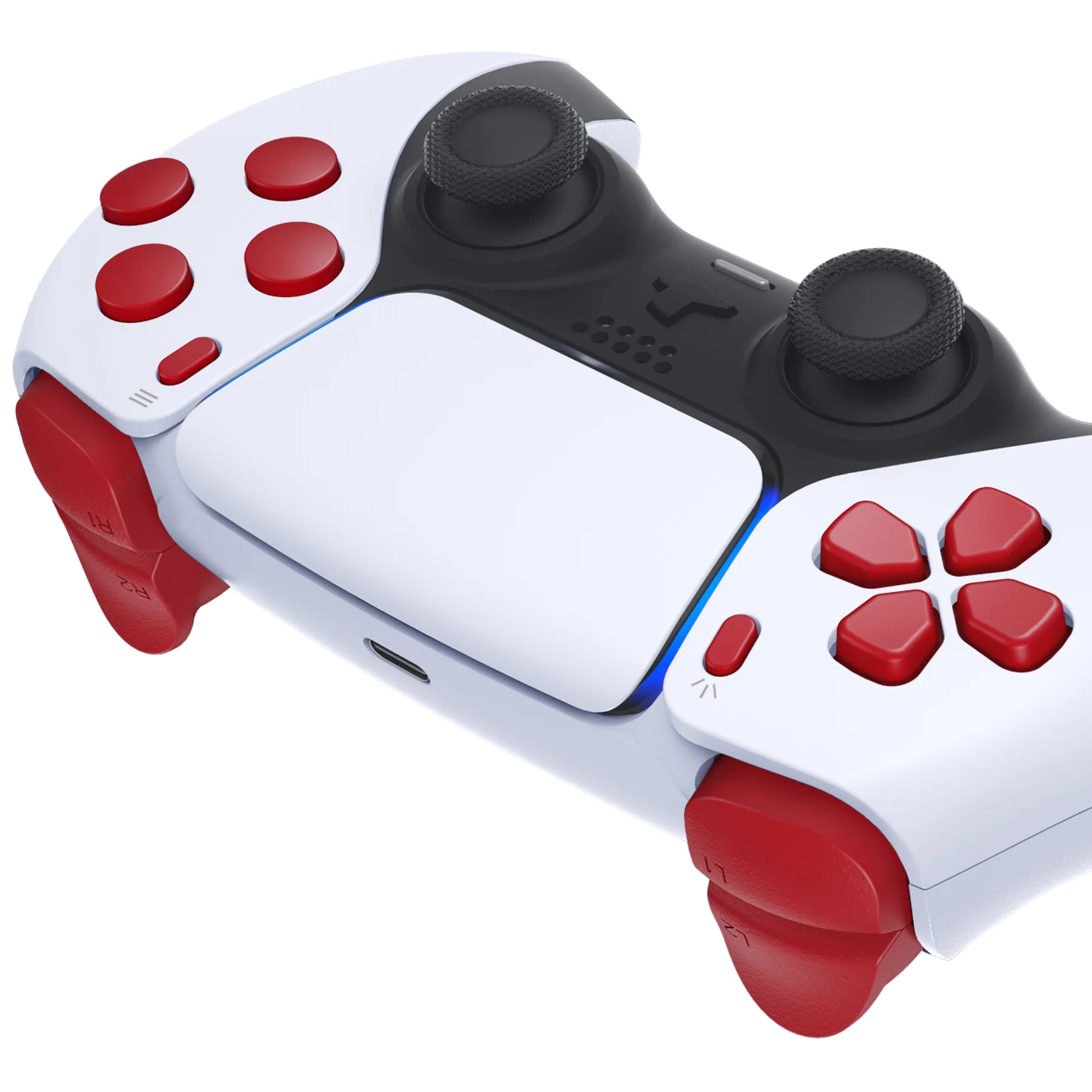 eXtremeRate Replacement Full Set Buttons Compatible with PS5 Controller BDM-030/040/050/060 - Passion Red - Image 7