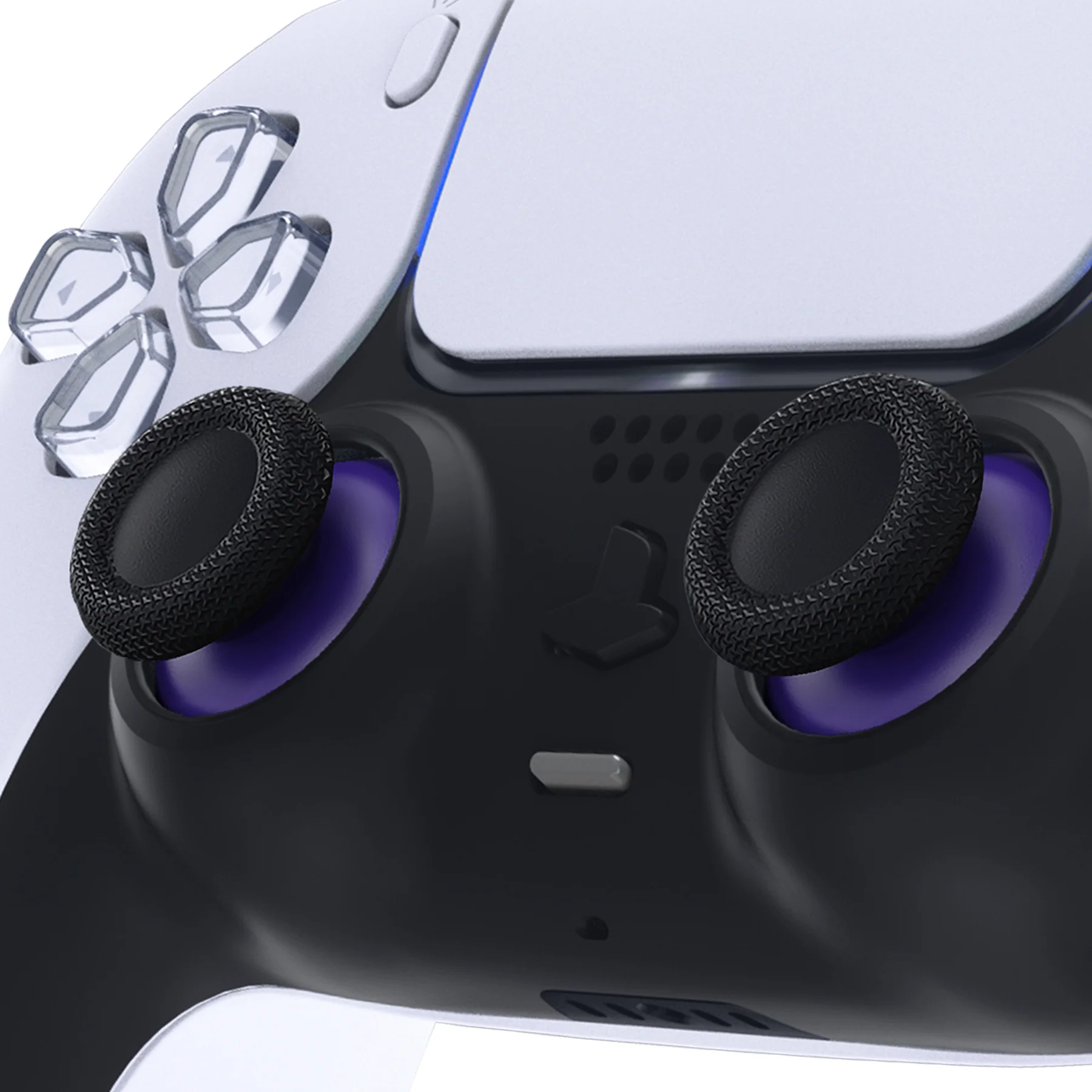 eXtremeRate Replacement Dual-Color Thumbsticks Analog Stick Joystick Compatible with PS5 & PS4 All Model Controller - Purple & Black - Image 2